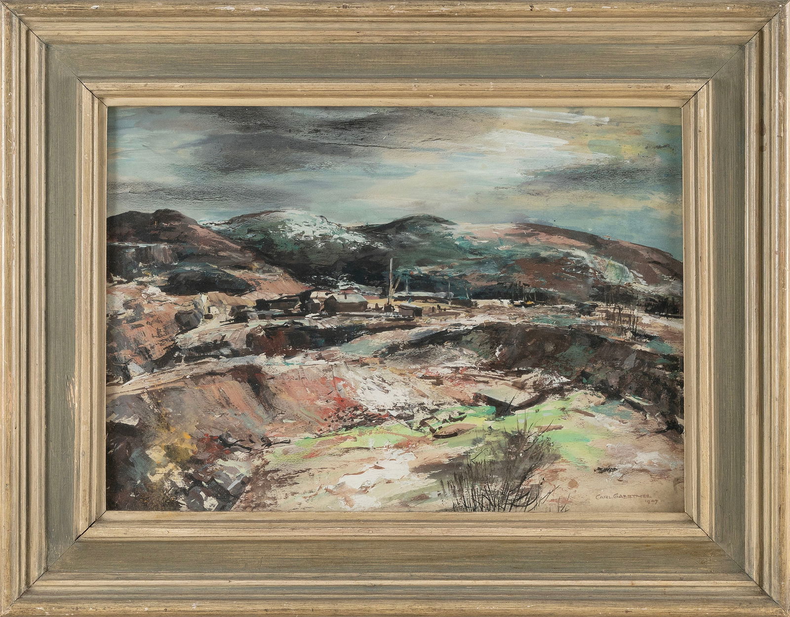 CARL FREDERICK GAERTNER (Ohio, 1898-1952), "Mining Country"., Gouache on board, 12" x 16.5" sight. (1 of 2)