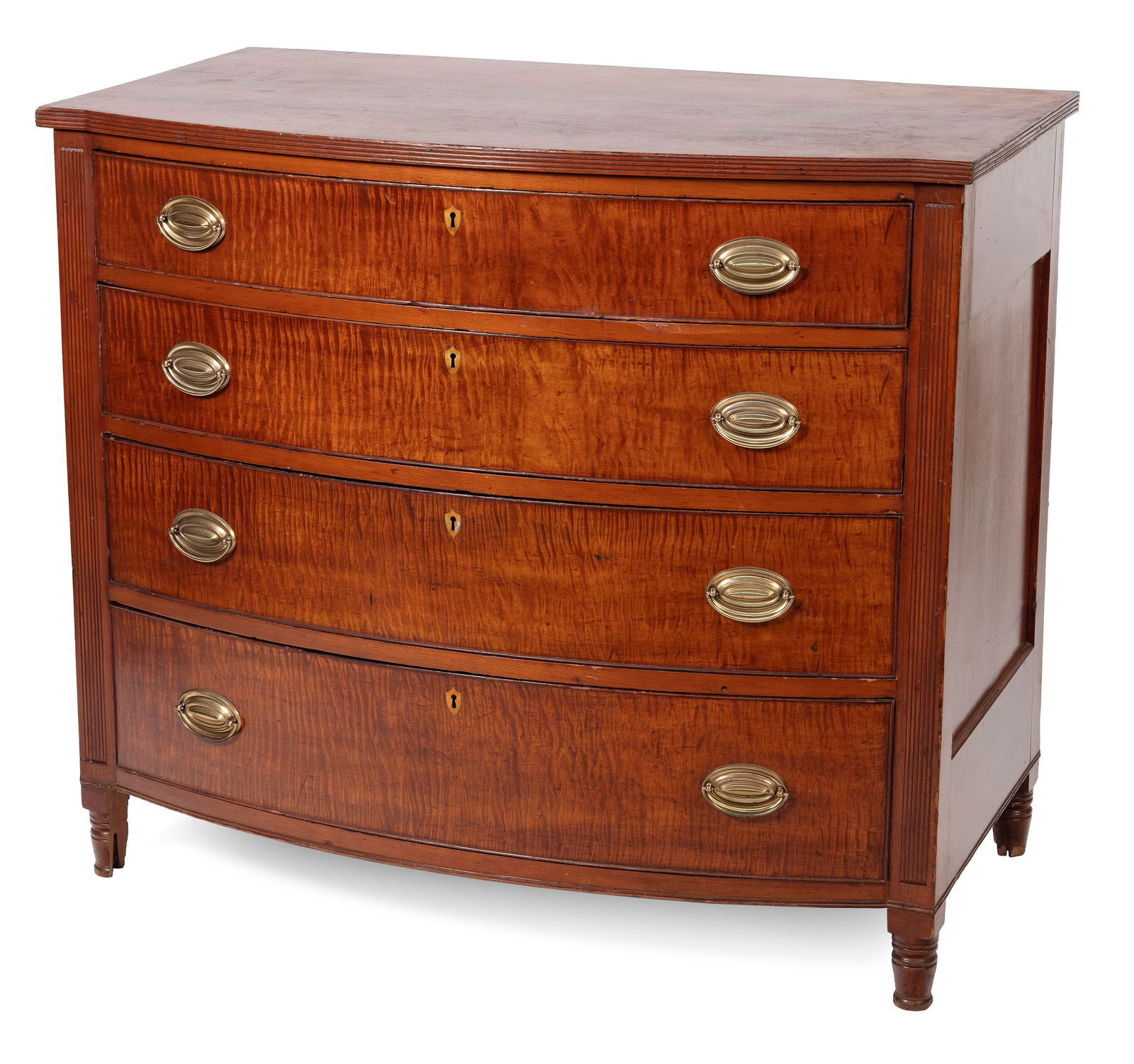 FEDERAL BOWFRONT BUREAU 19th Century Height 36.75". Width 41". Depth 24.5". (1 of 5)