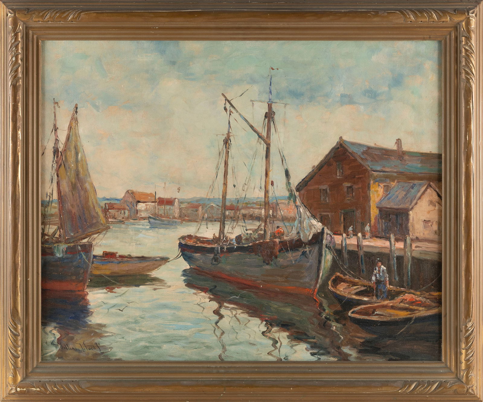 C. HJALMAR "CAPPY" AMUNDSEN (Maine/New York/Massachusetts, 1911-2001), North Shore harbor., Oil on (1 of 2)