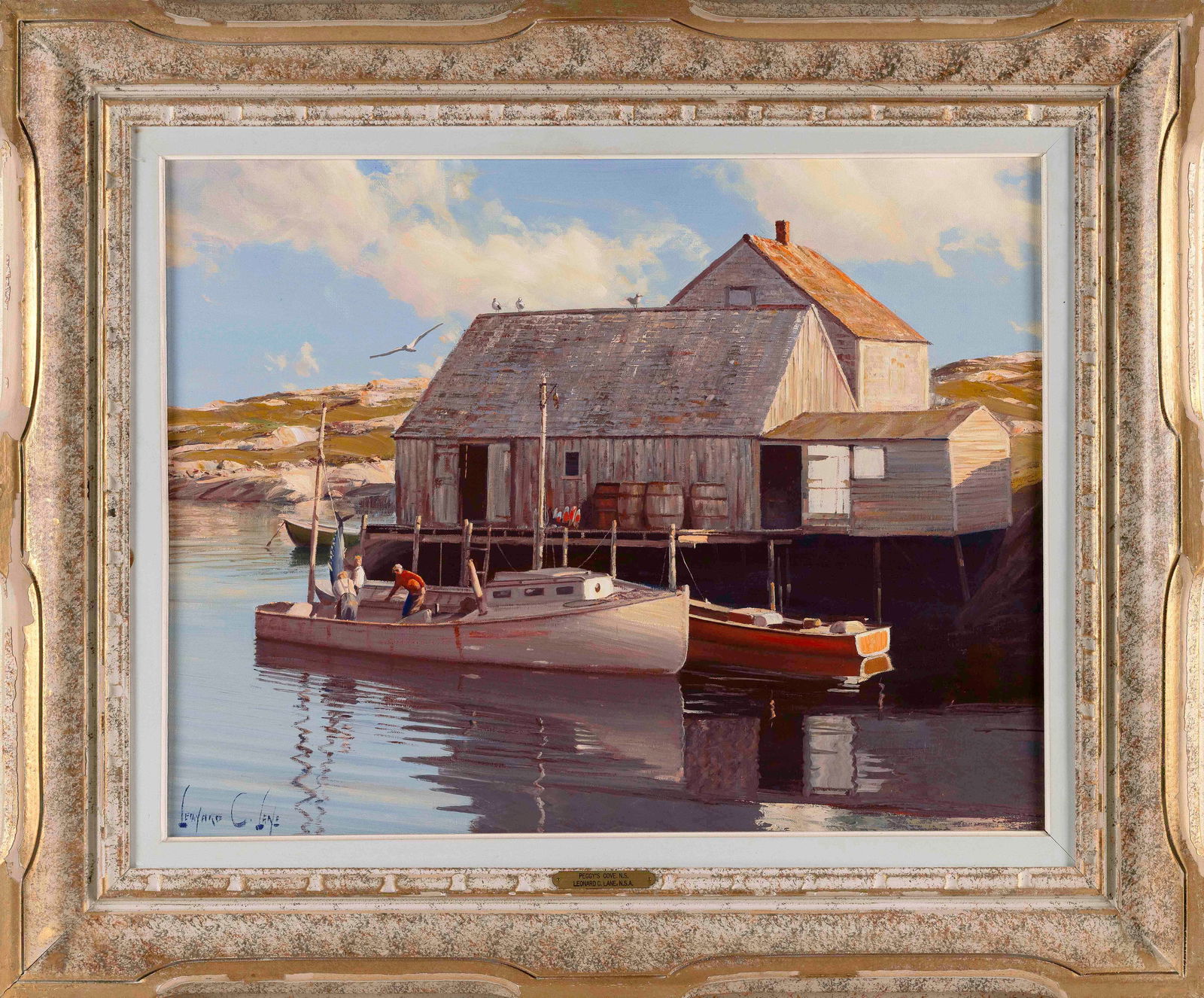LEONARD C. LANE (Florida/Canada, 1910-1978), "Peggy's Cove"., Oil on canvas, 20" x 26". Framed 29" x (1 of 2)