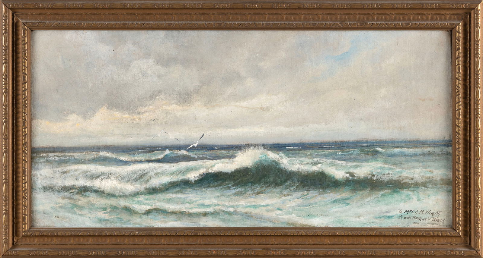 ARTHUR VIDAL DIEHL (Massachusetts/New York/England, 1870-1929), Gulls soaring over crashing waves., (1 of 2)