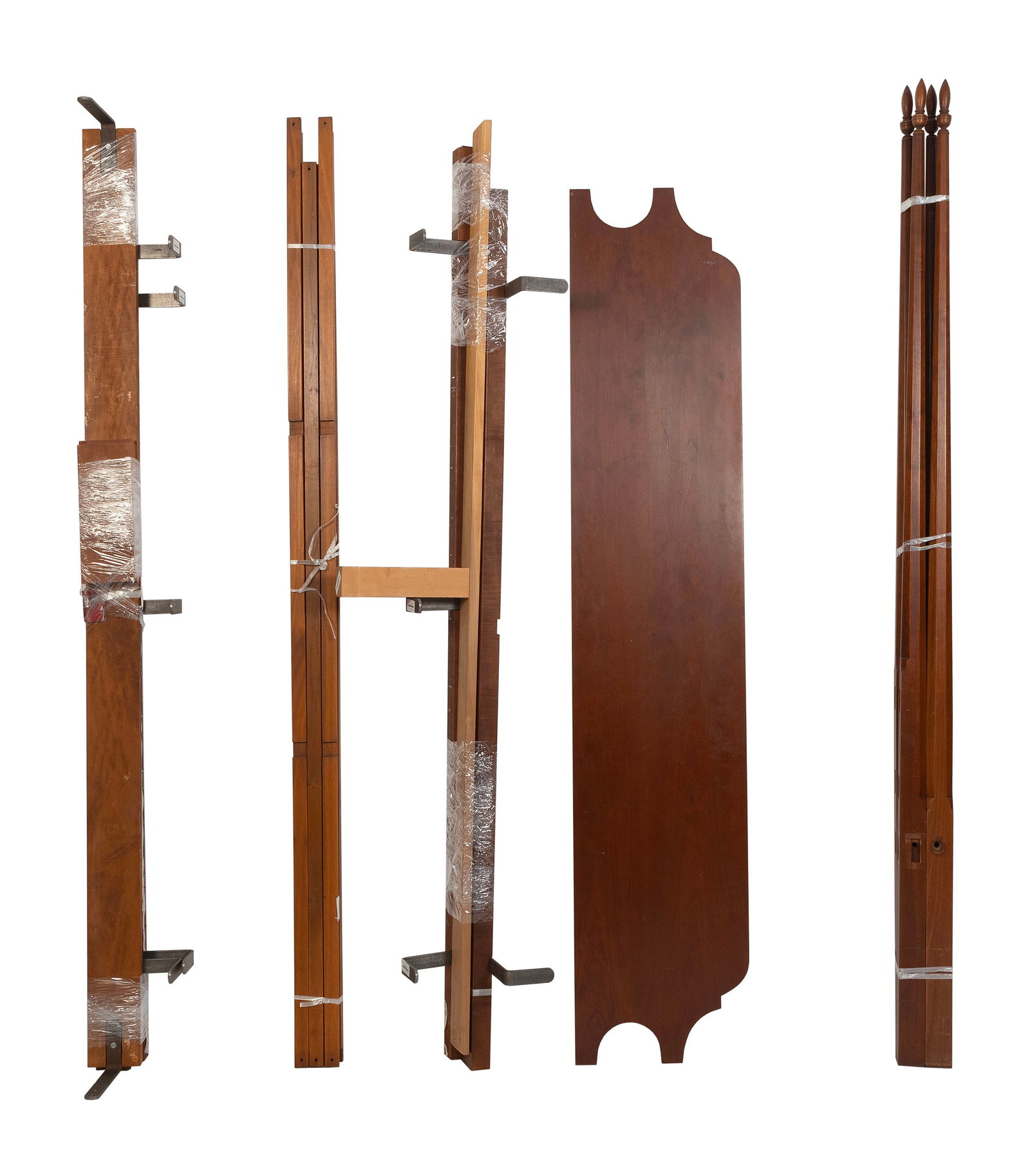 ELDRED WHEELER KING-SIZE BED Massachusetts, Late 20th Century Post heights 77". Headboard width 84".: ELDRED WHEELER KING-SIZE BEDMassachusetts, Late 20th CenturyIn cherry. Original Eldred Wheeler label on back of headboard. Includes rails, finials and tester mount.Post heights 77". Headboard width 84