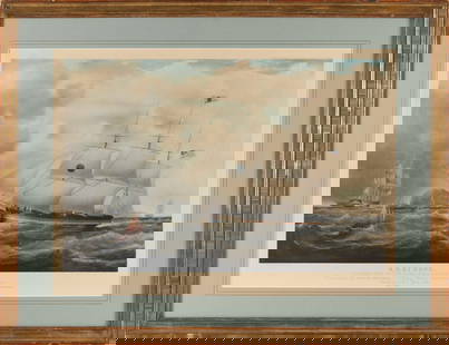 AFTER SAMUEL WALTERS (United Kingdom, 1811-1882), Portrait of the S.S. Europe., Lithograph on paper,: AFTER SAMUEL WALTERSUnited Kingdom, 1811-1882Portrait of the S.S. Europe. Published by Ackerman and Son, New York, 1925.Lithograph on paper, 19" x 26.5" sight. Framed 26.5" x 34.5".