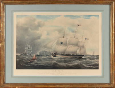 AFTER SAMUEL WALTERS (United Kingdom, 1811-1882), Portrait of the S.S. Europe., Lithograph on paper,: AFTER SAMUEL WALTERSUnited Kingdom, 1811-1882Portrait of the S.S. Europe. Published by Ackerman and Son, New York, 1925.Lithograph on paper, 19" x 26.5" sight. Framed 26.5" x 34.5".