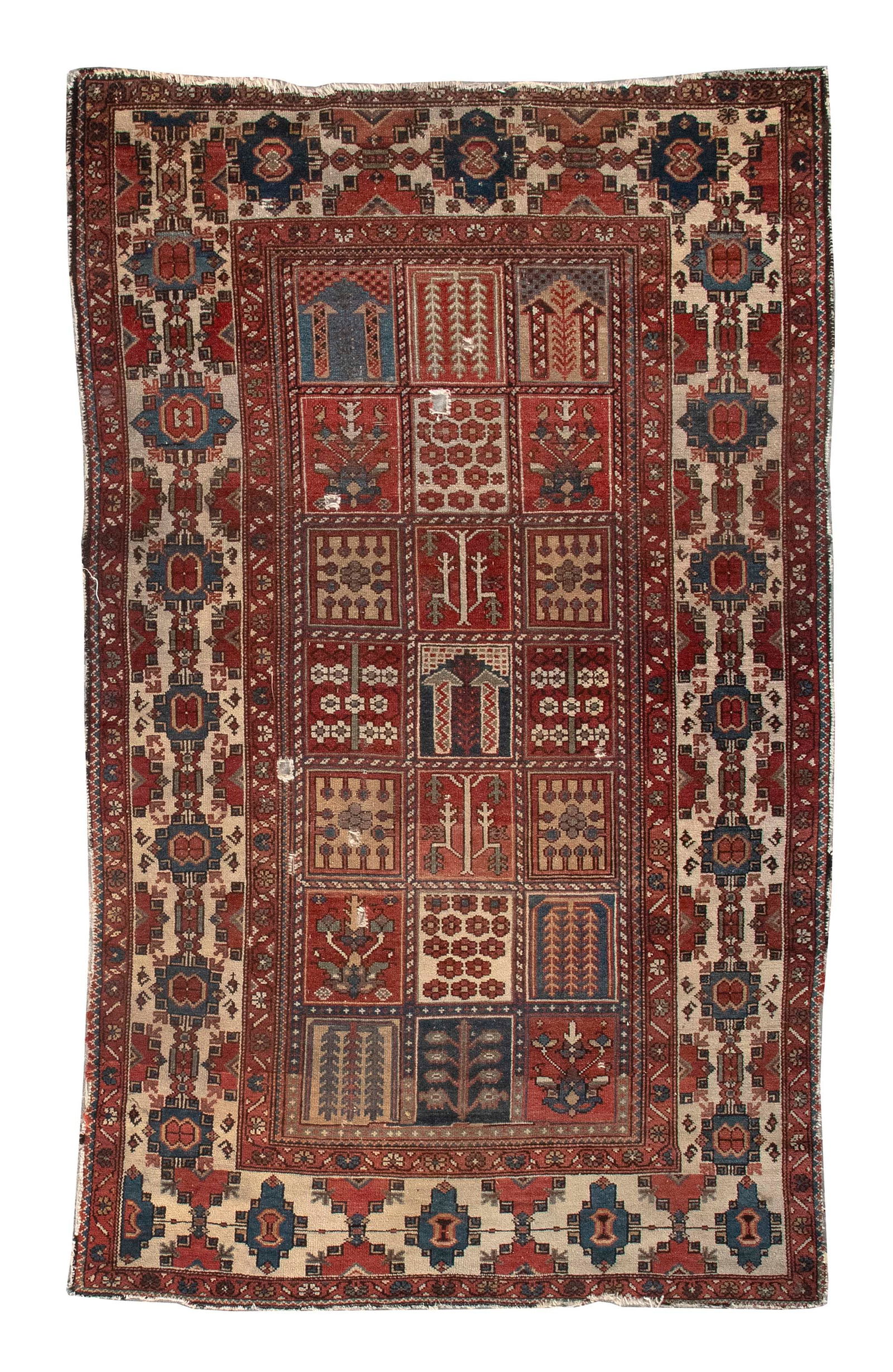 HAMADAN RUG IN A GARDEN DESIGN: 4'9" X 7'10" Second Quarter of the 20th Century (1 of 1)