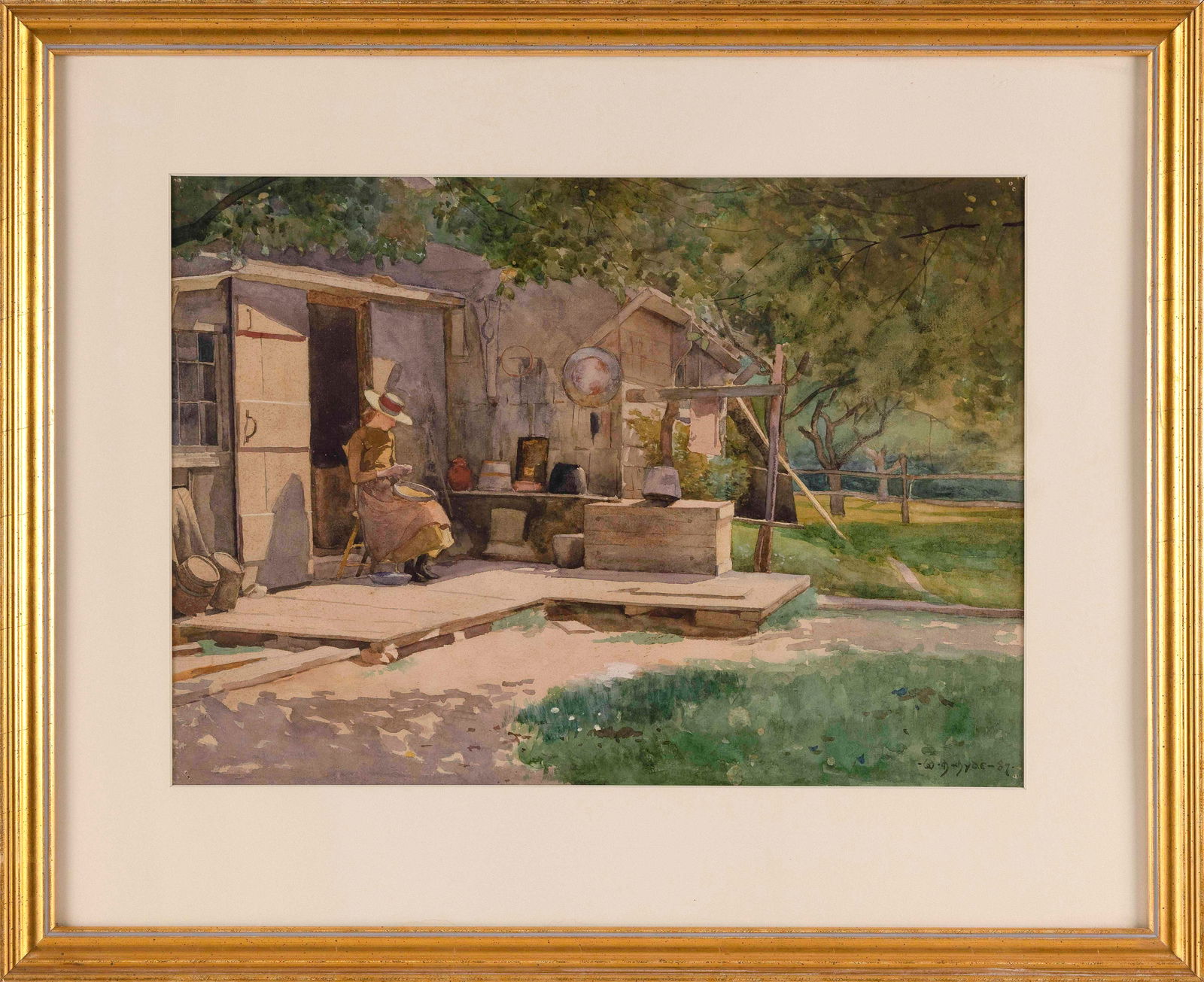 WILLIAM HENRY HYDE (New York/New Hampshire/France, 1858-1943), A woman seated on a porch., (1 of 2)