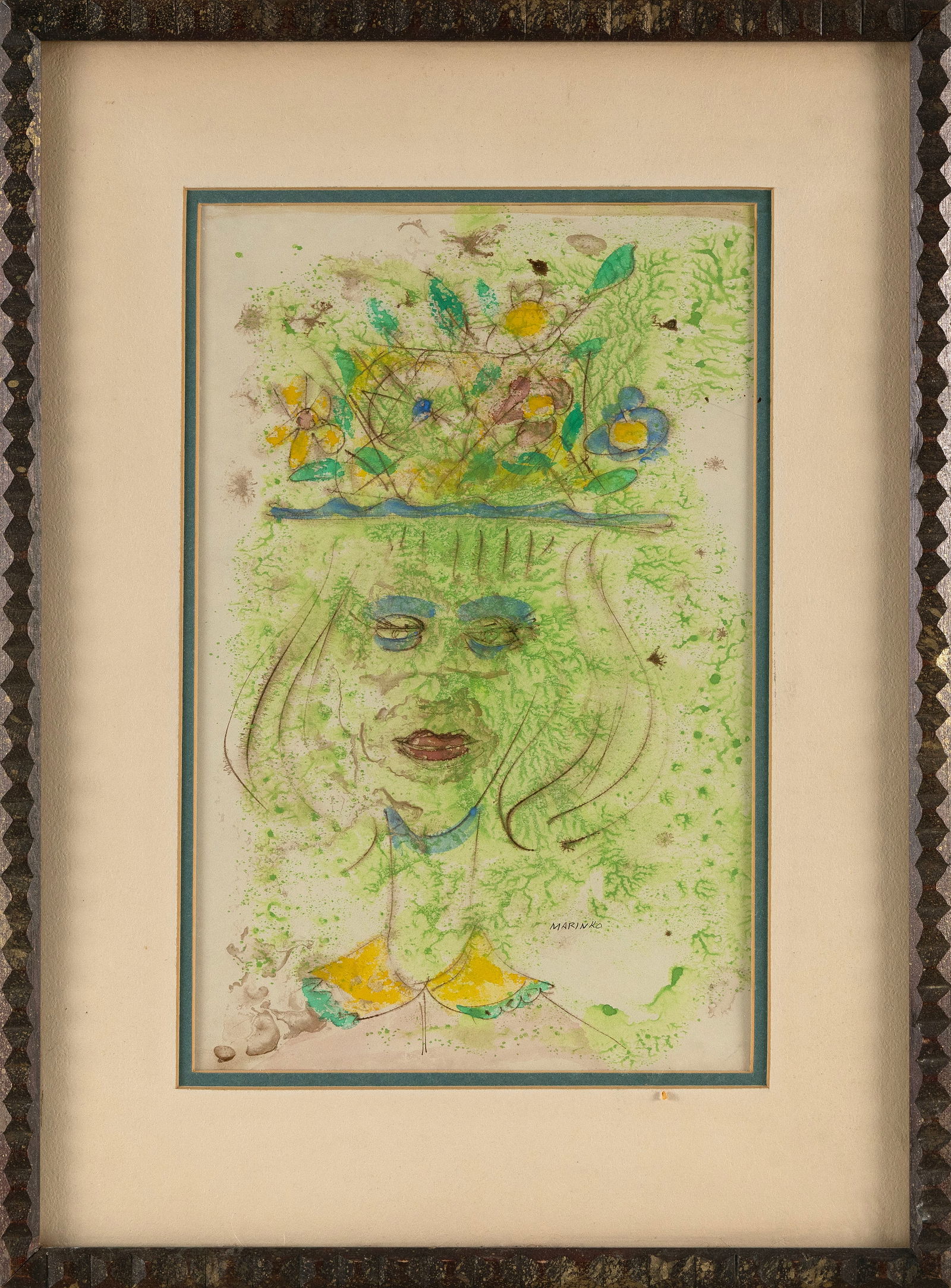 GEORGE J. MARINKO (Connecticut/New York, 1908-1989), New bonnet., Mixed media on paper, 14.25" x 9" (1 of 2)