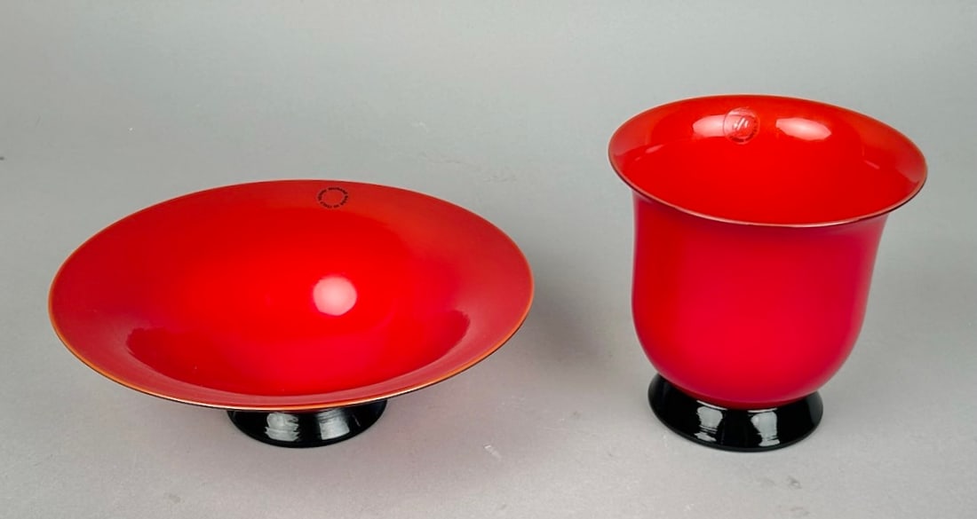 VENINI "ANNI TRENTA" BLOWN GLASS CUP AND BOWL Italy, 21st Century Heights 3" and 4.75". (1 of 3)