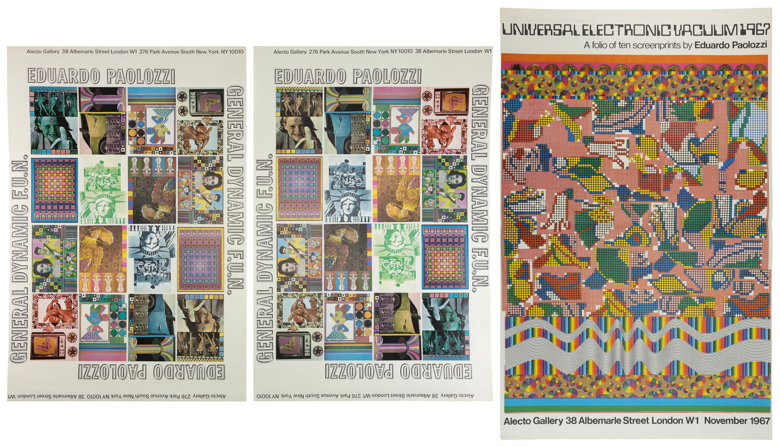 EDUARDO PAOLOZZI (England/Scotland, 1924-2005), Three exhibition posters:, Offset lithographs, 35.5" (1 of 5)