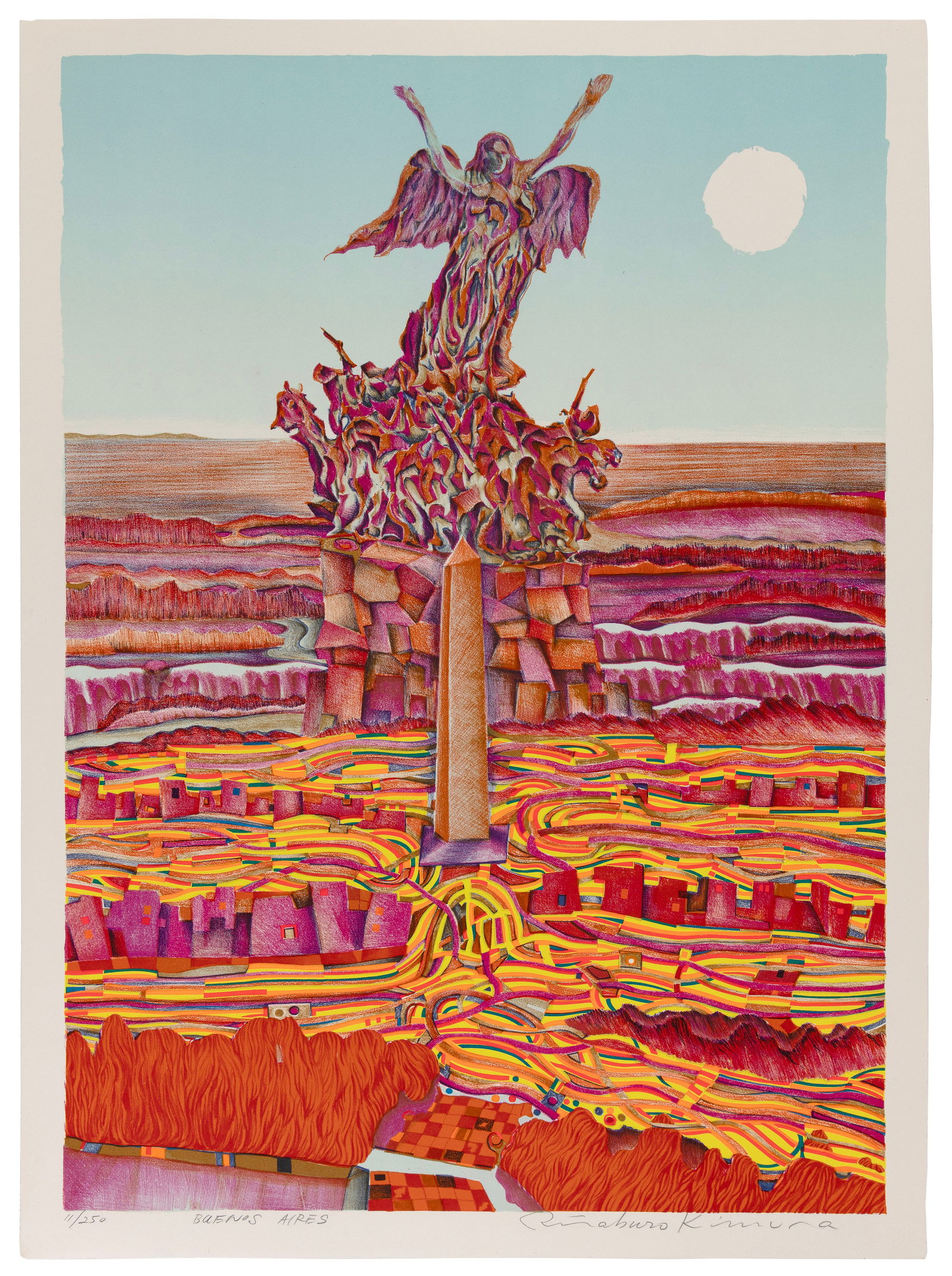 RISABURO KIMURA (Japan/New York, 1924-2014), "Buenos Aires", circa 1973., Color lithograph with (1 of 1)