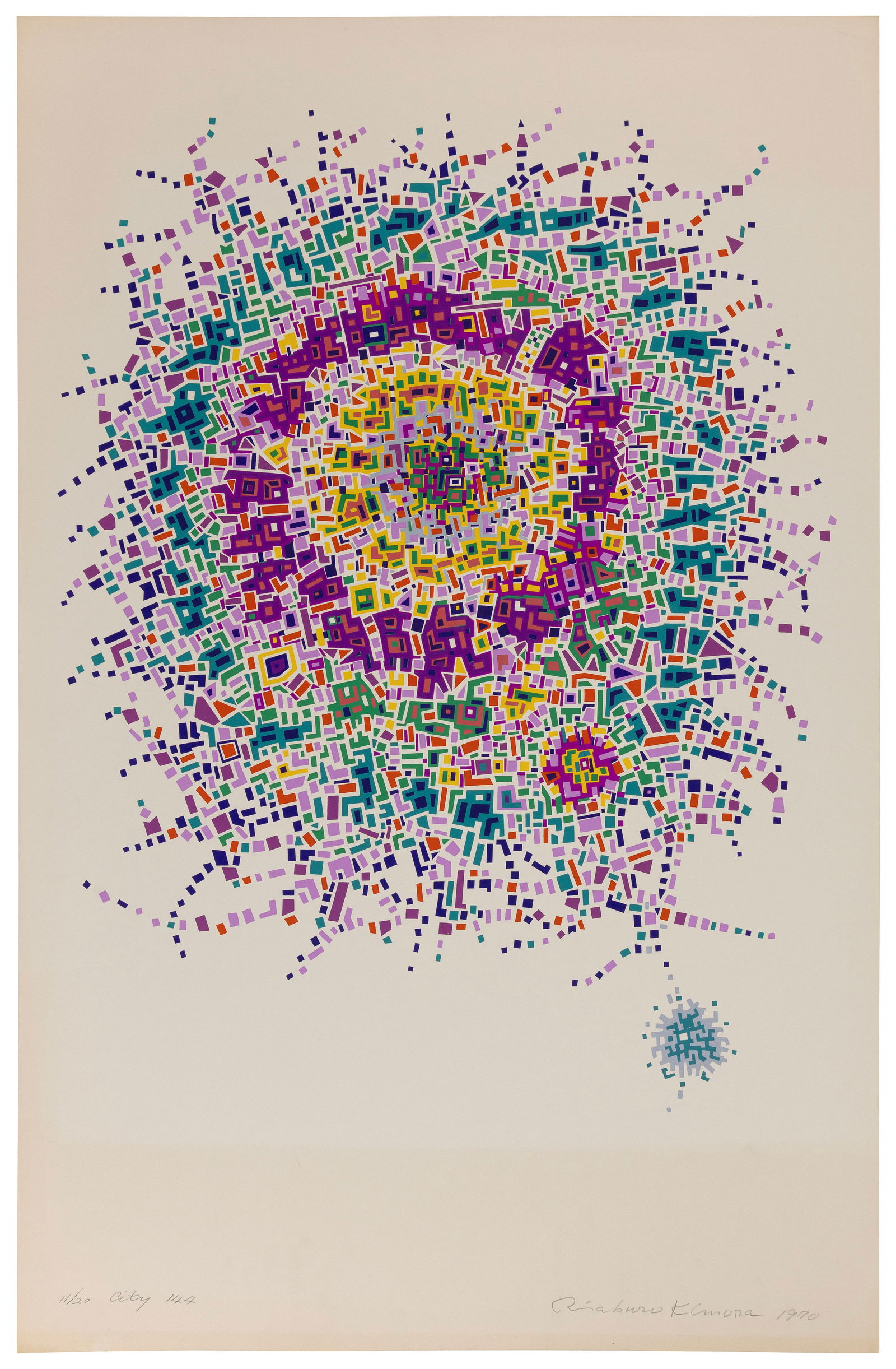RISABURO KIMURA (Japan/New York, 1924-2014), "City 144"., Color lithograph, sheet 25.25" x 22.5". (1 of 1)
