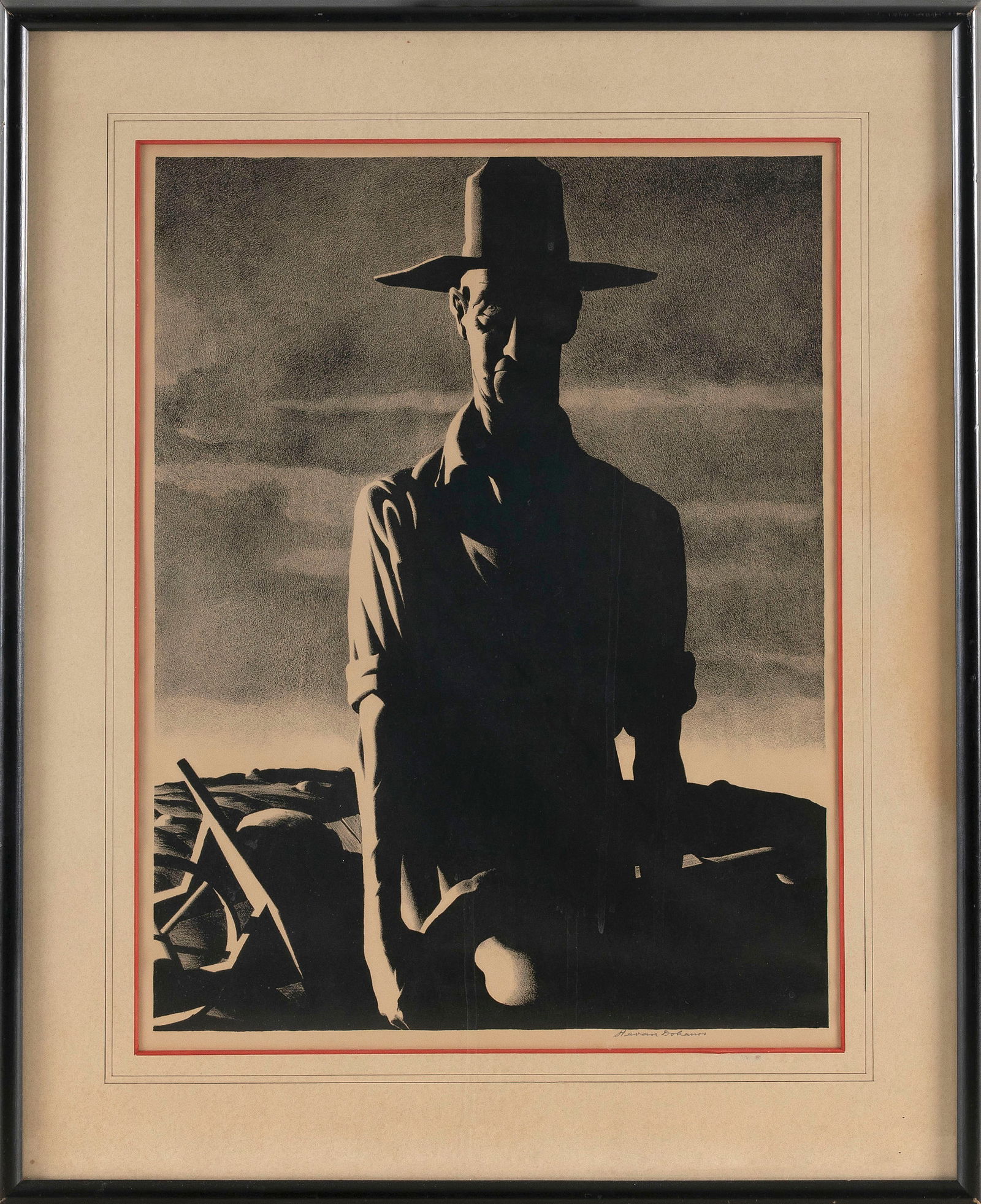 STEVAN DOHANOS (Connecticut/Ohio, 1907-1994), "Connecticut Yankee"., Lithograph, 17.5" x 12.5". (1 of 2)