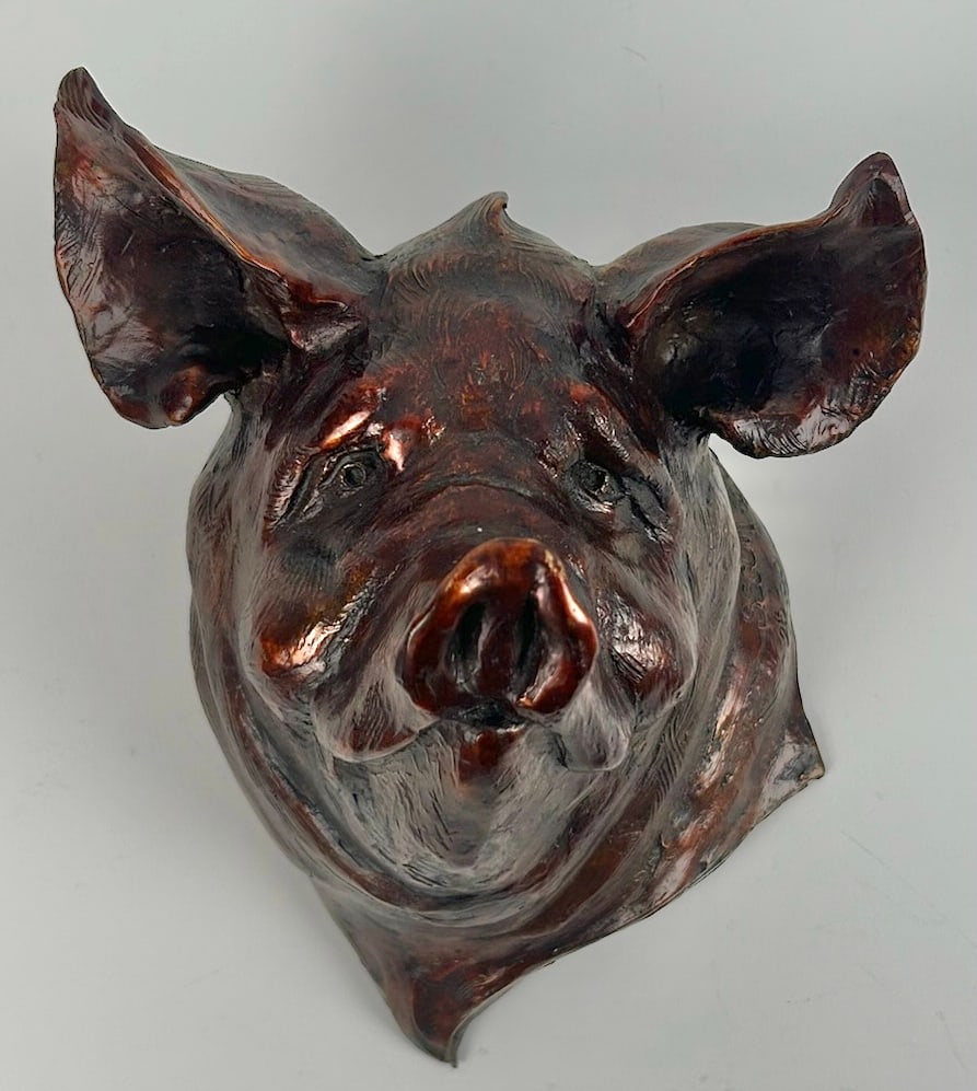 SANDY SCOTT (Colorado/Canada, 1943-), Head of a pig., Bronze, height 9". (1 of 6)