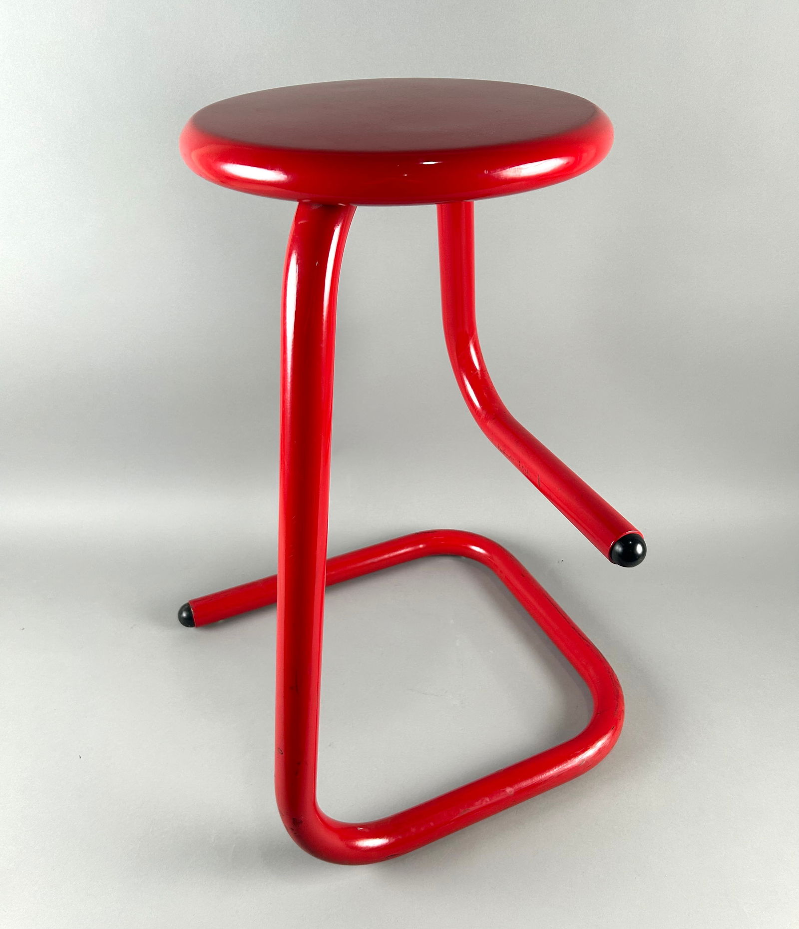 KINETICS FURNITURE K700 "PAPERCLIP" STOOL Canada, 1970s Height 24.5". Seat diameter 12". Width at (1 of 2)