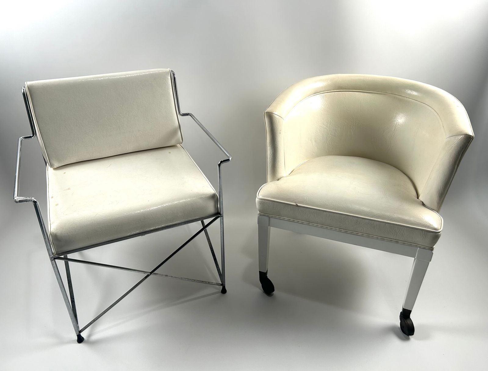 TWO CONTEMPORARY ARMCHAIRS Last Half of the 20th Century Back heights 20". (1 of 2)