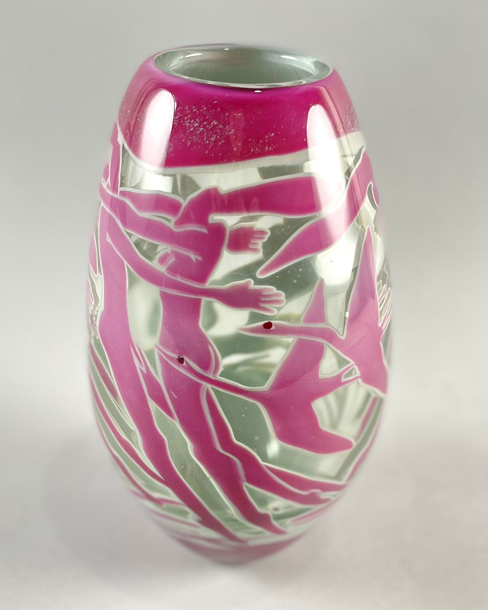 STEPHEN DALE EDWARDS "DANCERS" GLASS VASE America, Dated 1988 Height 11.5". (1 of 6)