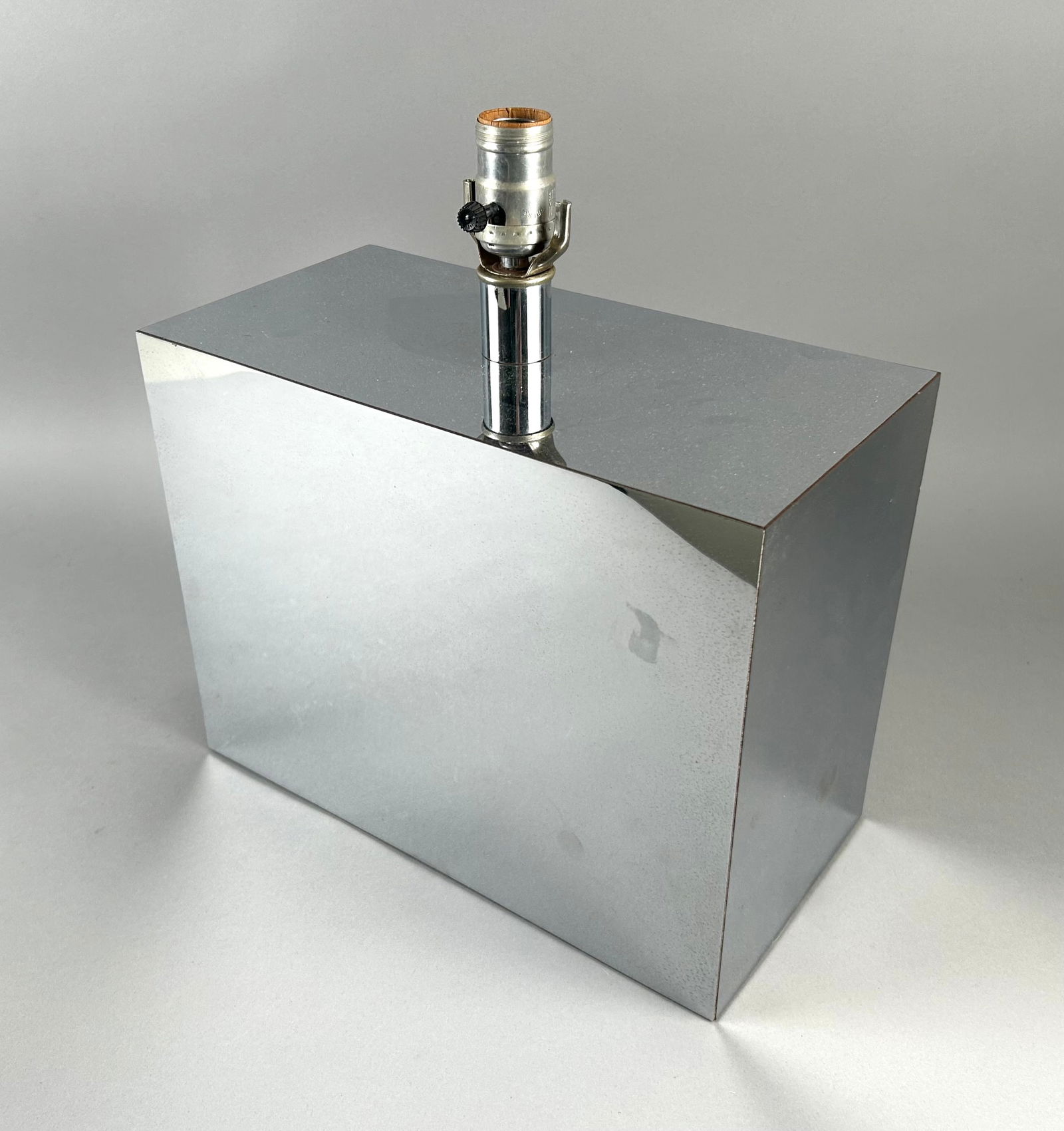 MIRRORED CUBE TABLE LAMP Last Half of the 20th Century Height 10". Width 13". Depth 7". (1 of 2)