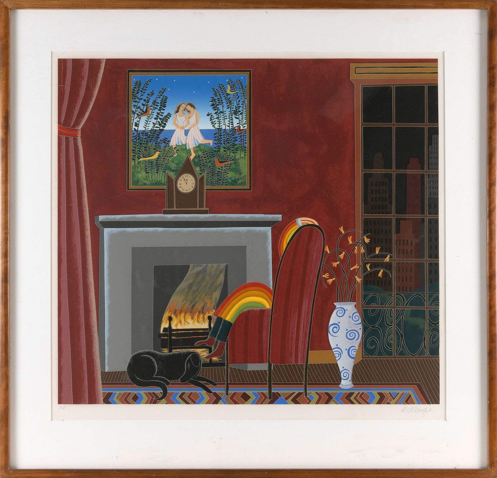 THOMAS FREDERICK MCKNIGHT (Connecticut/New York/Kansas, 1941-), Red Room at Beekman Place., Color (1 of 2)