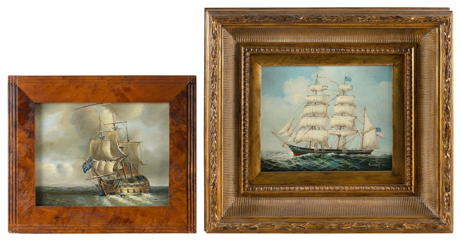 TWO CONTEMPORARY SHIP PORTRAITS Late 20th Century Framed 11.5" x 13.5" and 16" x 18". (1 of 2)