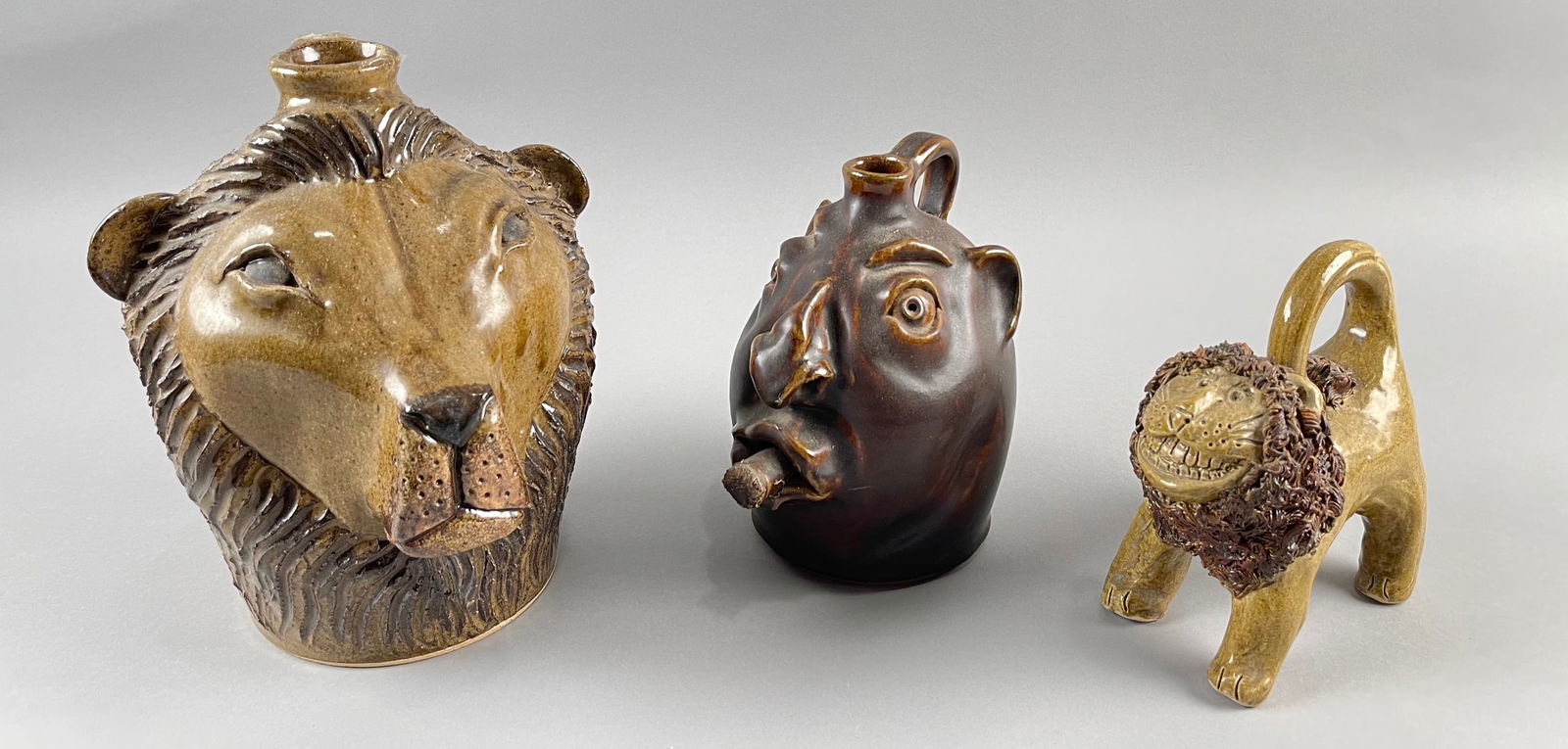 THREE PIECES OF POTTERY 20th Century Heights from 7" to 10". (1 of 7)