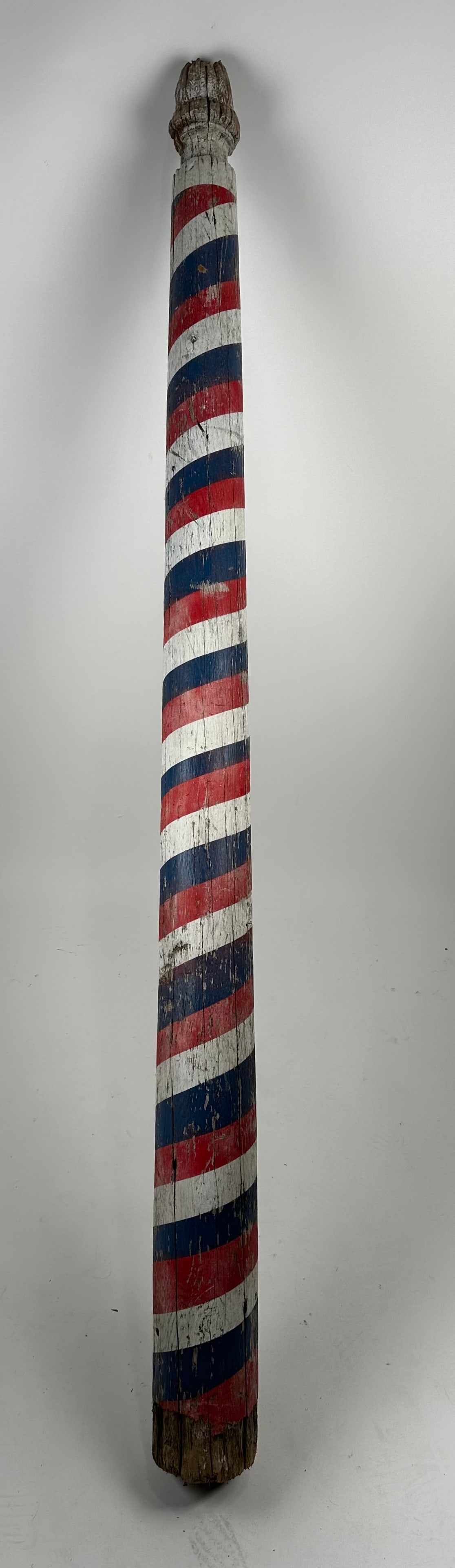WOODEN BARBER'S POLE 19th Century Height 84". (1 of 4)