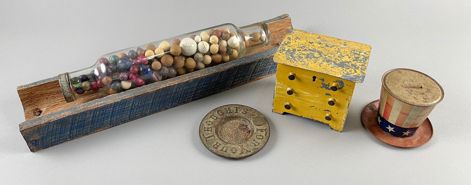 COLLECTION OF MARBLES AND MORE 19th/20th Century Lengths from 4.5" to 20". (1 of 6)