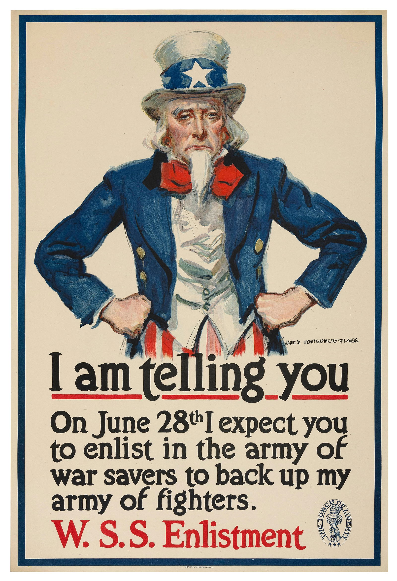 WWI POSTER "I AM TELLING YOU" Circa 1918 30" x 20". Unframed. (1 of 1)