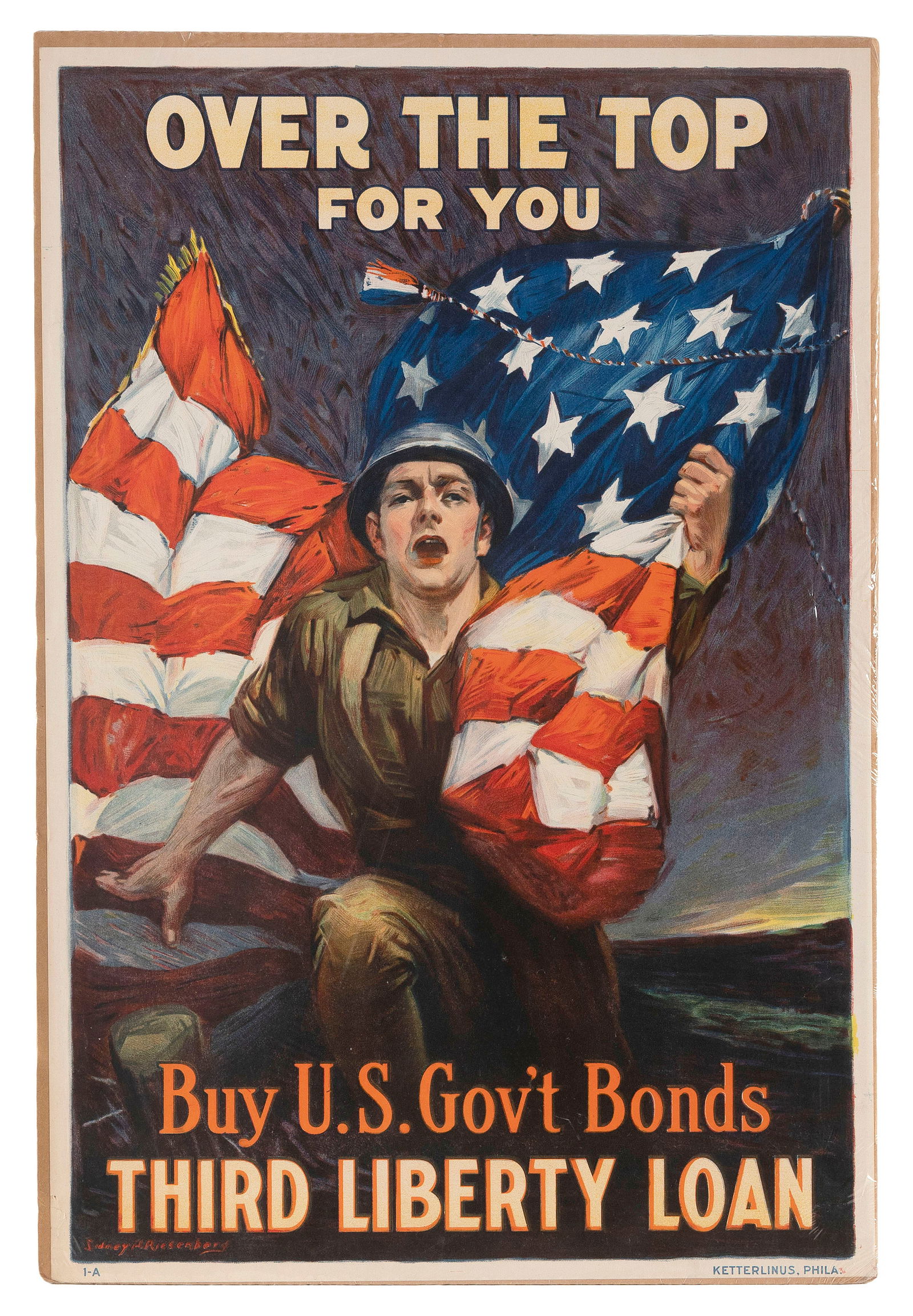WWI POSTER "OVER THE TOP" Circa 1918 30" x 20". Unframed. (1 of 1)