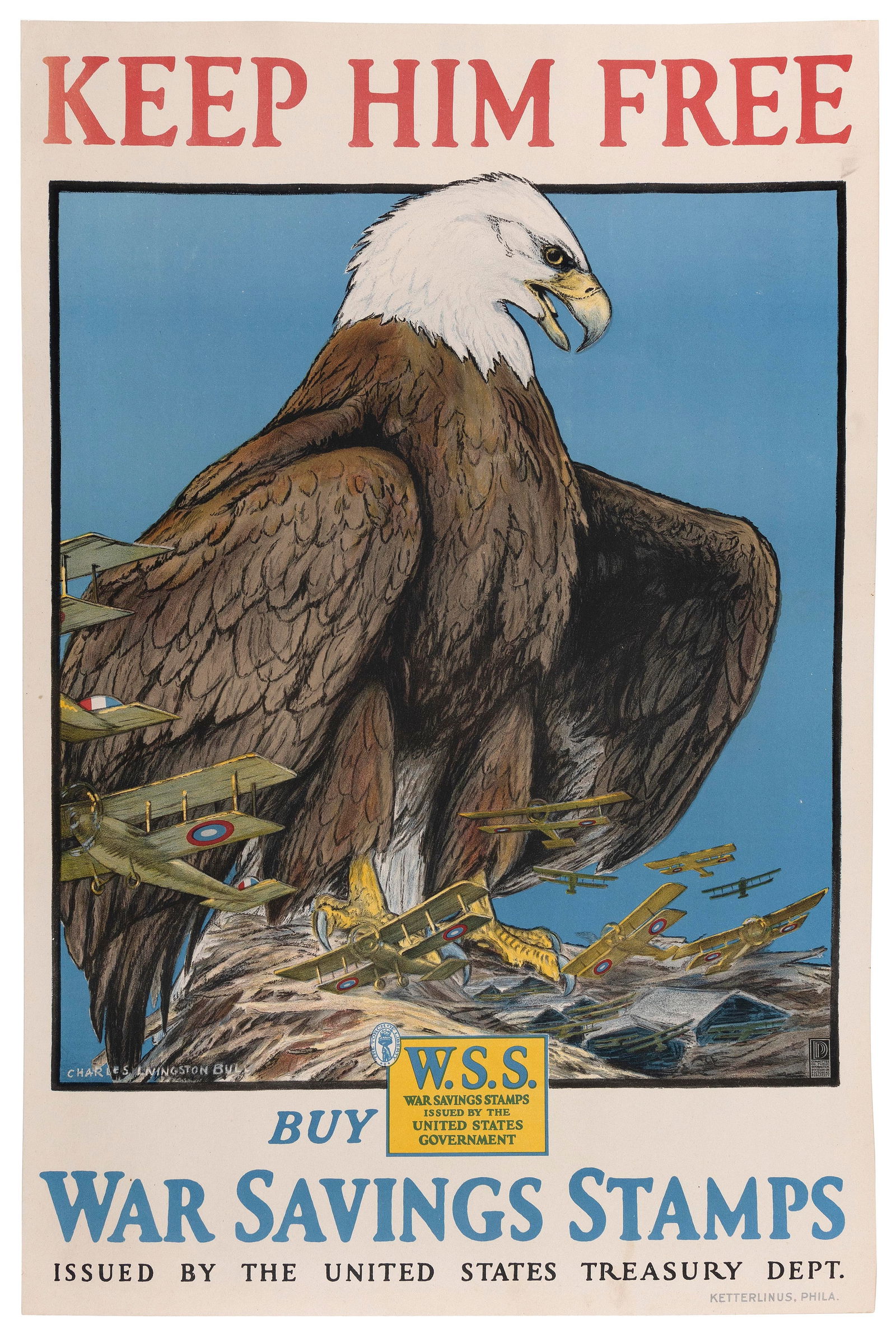 WWI POSTER "KEEP HIM FREE" Circa 1918 30" x 20". Unframed. (1 of 1)