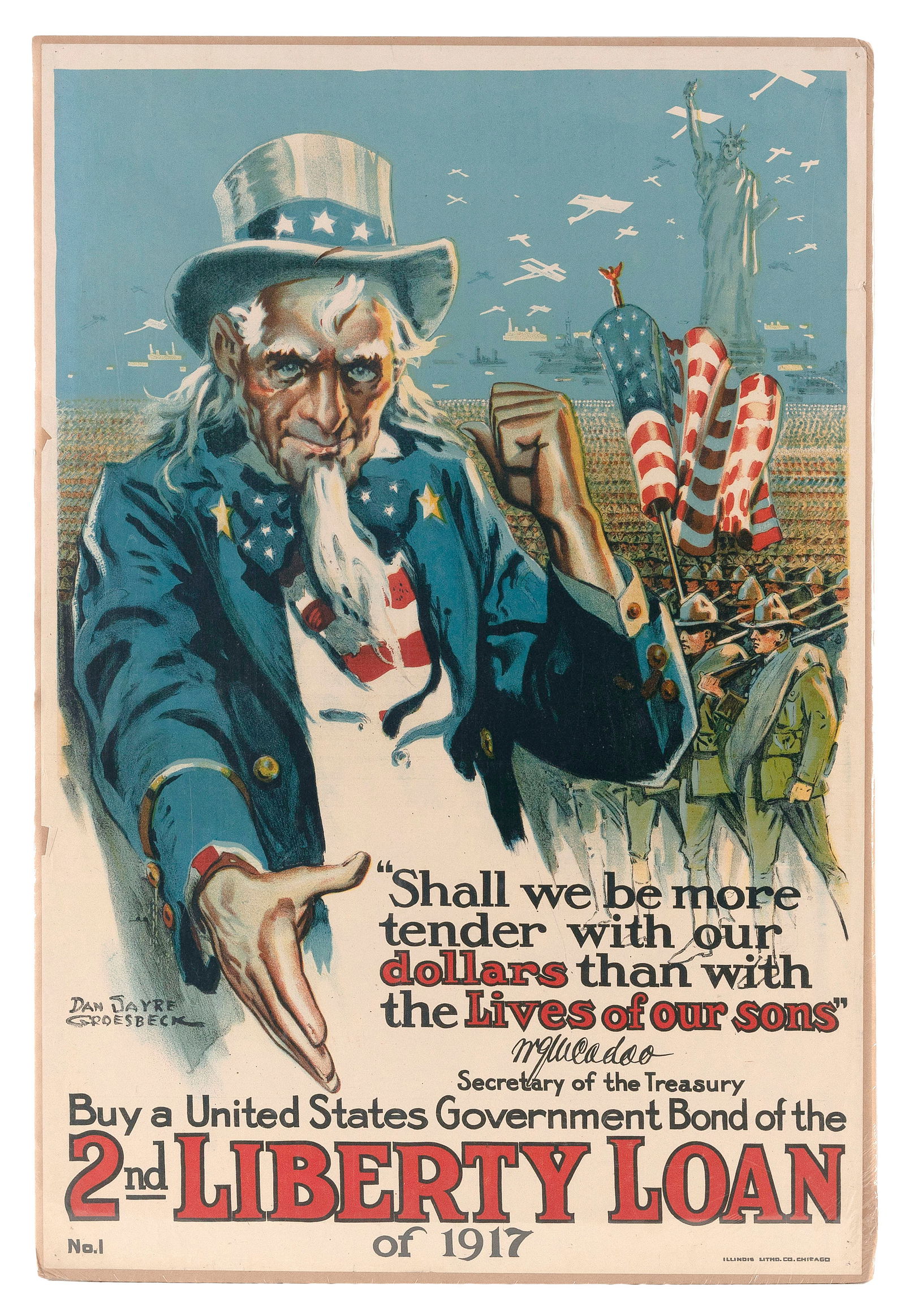 WWI POSTER "SHALL WE BE MORE TENDER WITH OUR DOLLARS THAN WITH THE LIVES OF OUR SONS" Circa 1918 30" (1 of 1)
