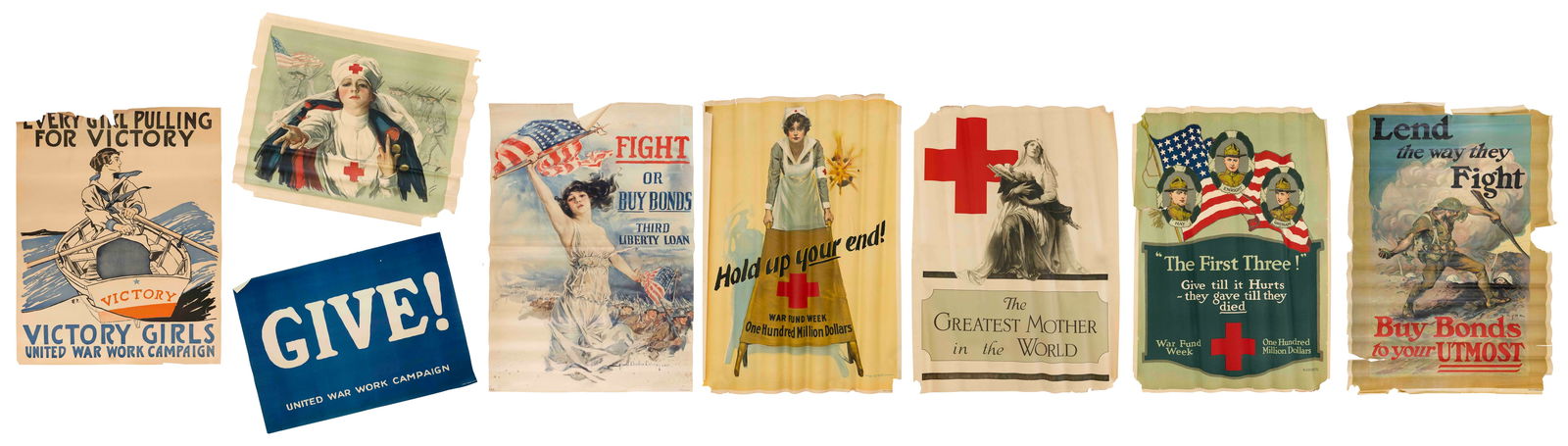 EIGHT WWI POSTERS Circa 1918 Each 20" x 30". Unframed. (1 of 9)