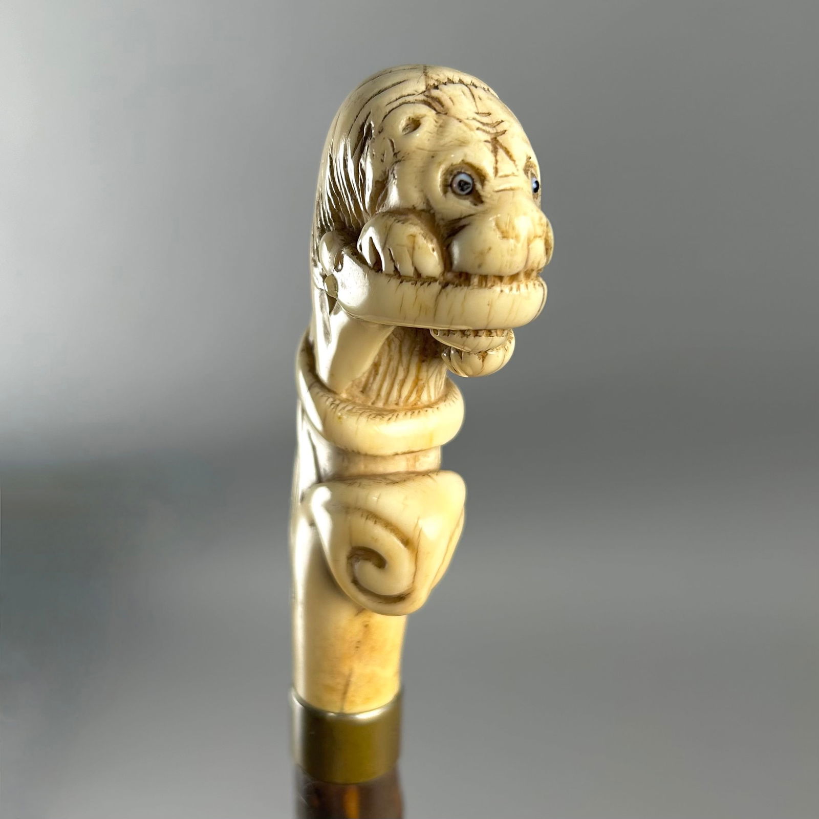 MONGOOSE AND SNAKE CANE Late 19th/Early 20th Century Length 37.5". (1 of 5)