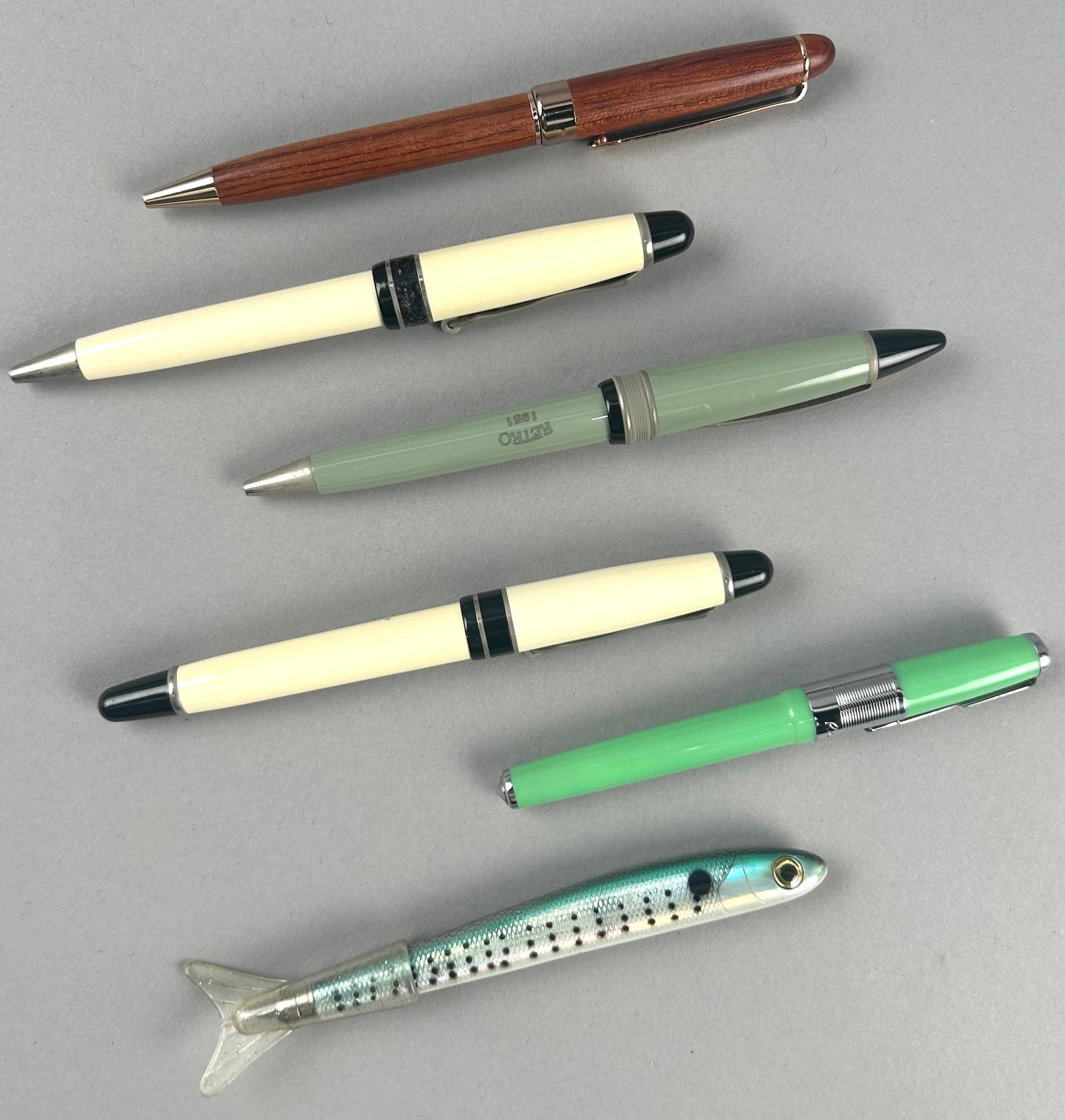 Six Assorted Ballpoint Pens Lengths From 4.75" To 5.75". Auction