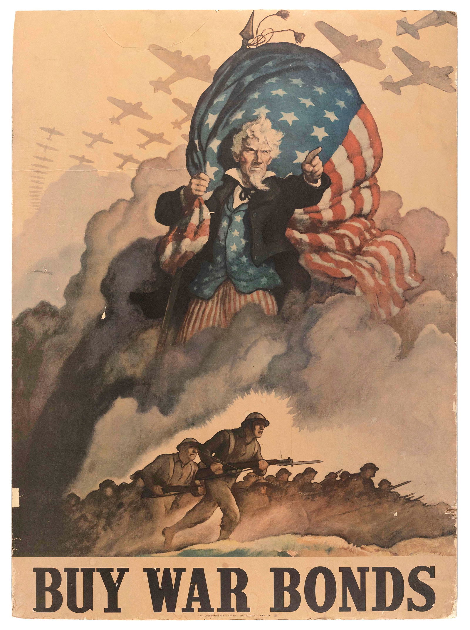 WWII POSTER "BUY WAR BONDS" Circa 1942 40" x 30". Unframed. (1 of 1)