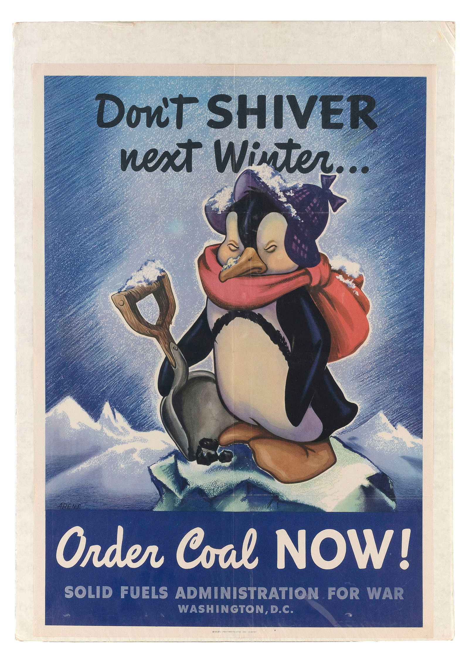 TWO WWII POSTERS Circa 1943 Both 28.5" x 20". Unframed. (1 of 2)