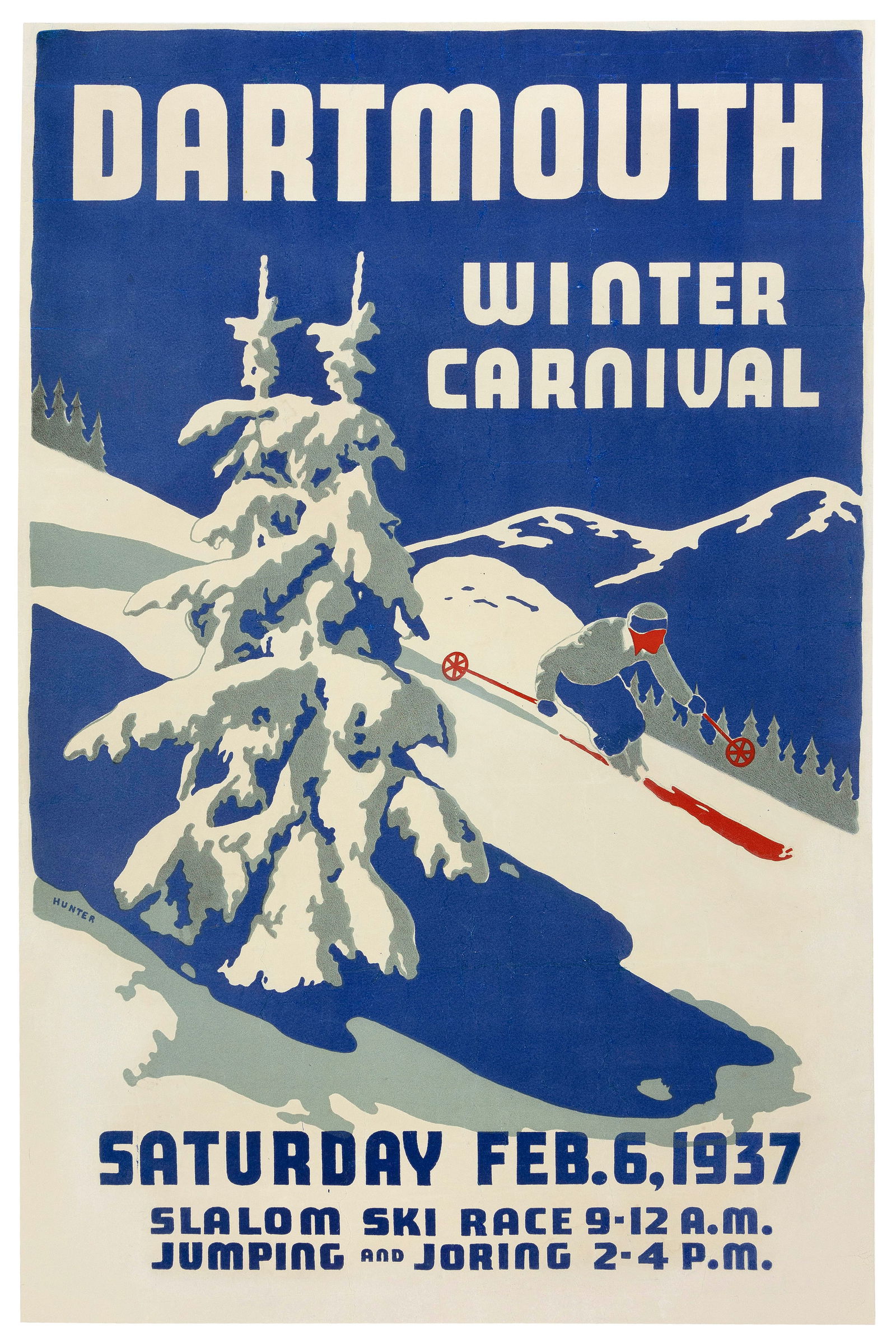 DARTMOUTH 1937 WINTER CARNIVAL POSTER Circa 1937 34" x 22". Unframed. (1 of 3)