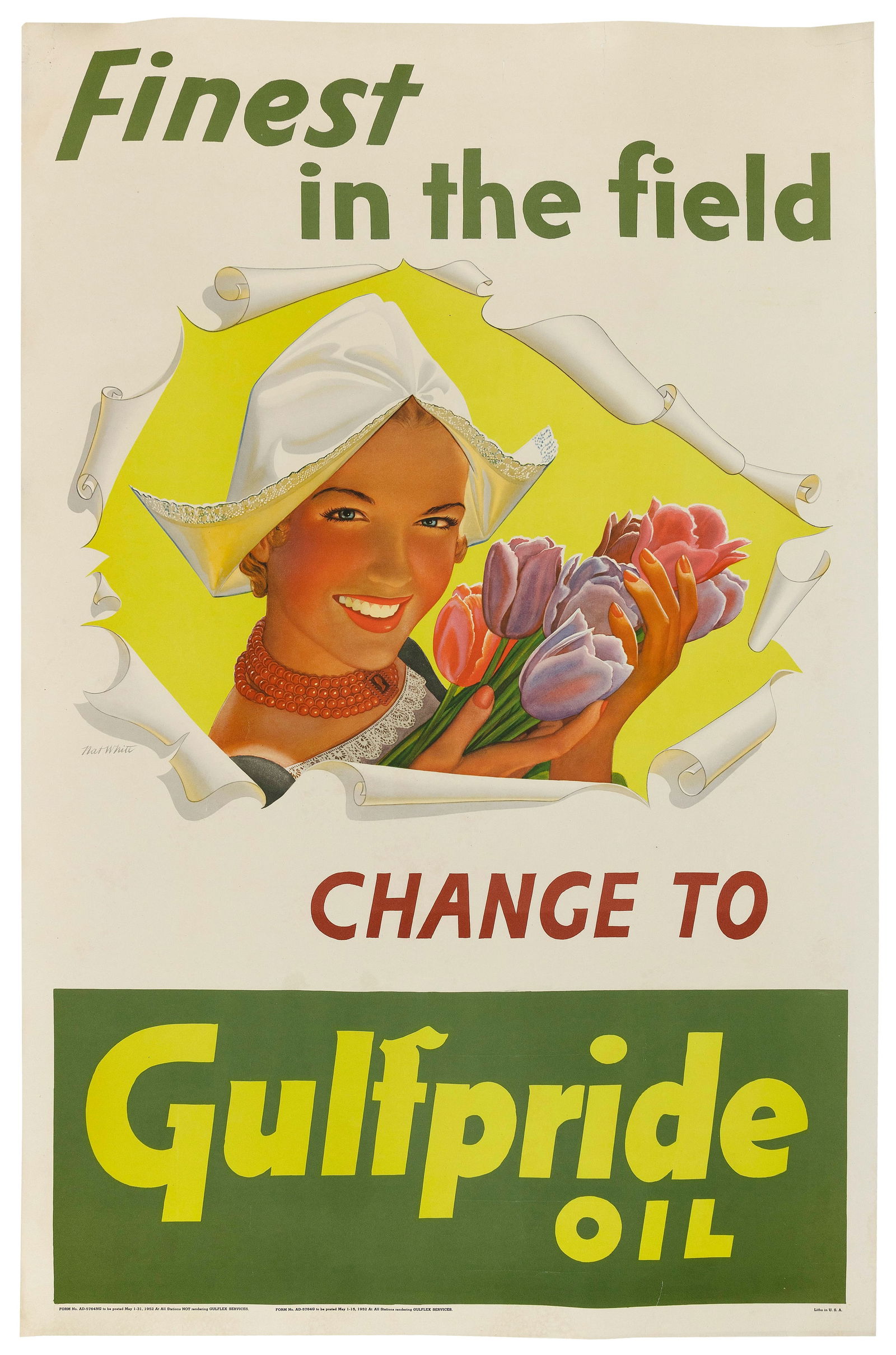 GULFPRIDE OIL POSTER 20th Century 42" x 28". Unframed. (1 of 3)