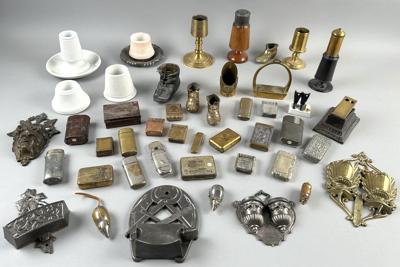 FORTY-THREE MATCH SAFES AND HOLDERS 19th to Mid-20th Century Heights from 1.5" to 7.5". (1 of 6)