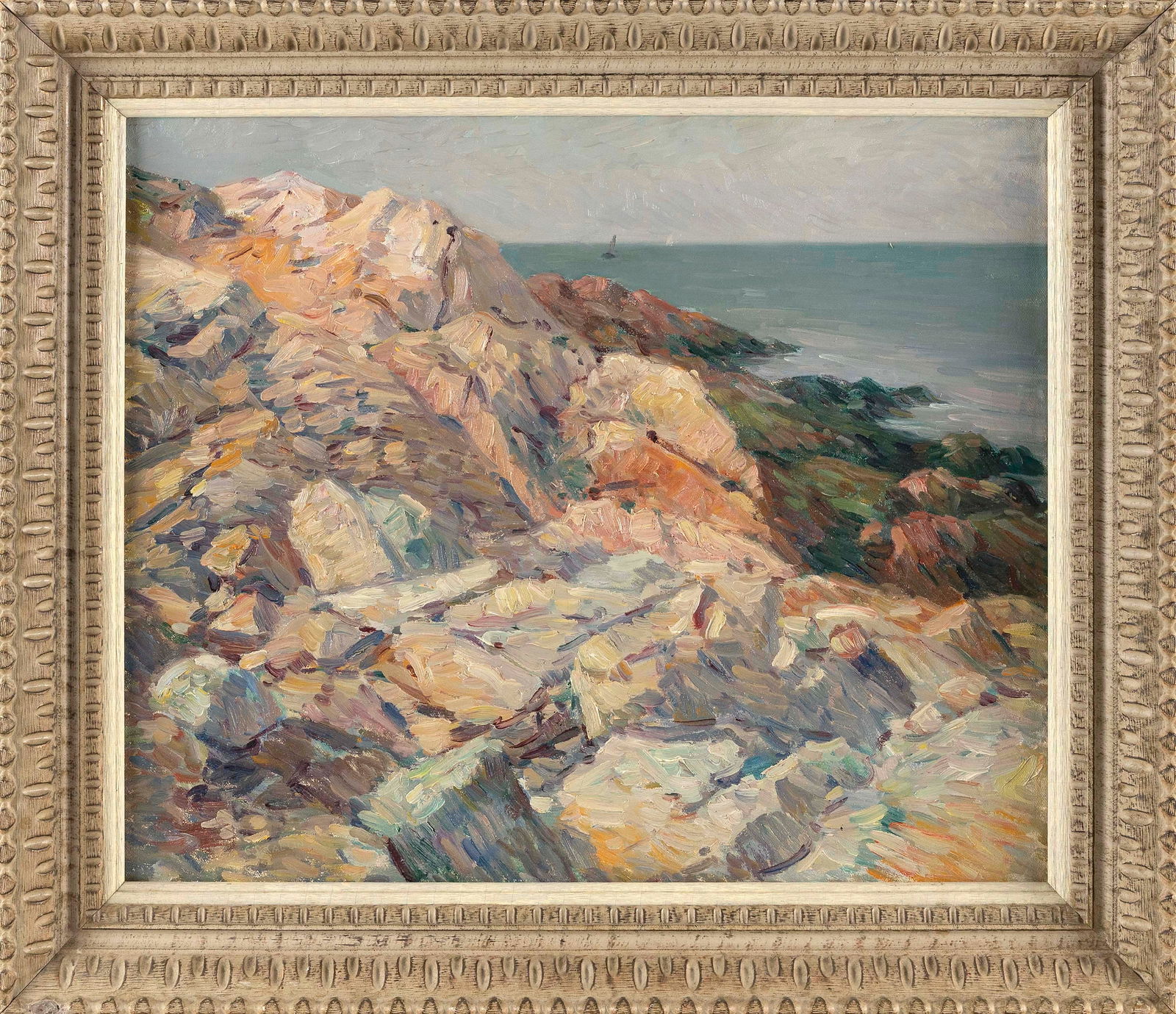 CHARLES SALIS KAELIN (Ohio/Massachusetts, 1858-1929), Rocky coast., Oil on canvas, 24" x 20". Framed (1 of 2)