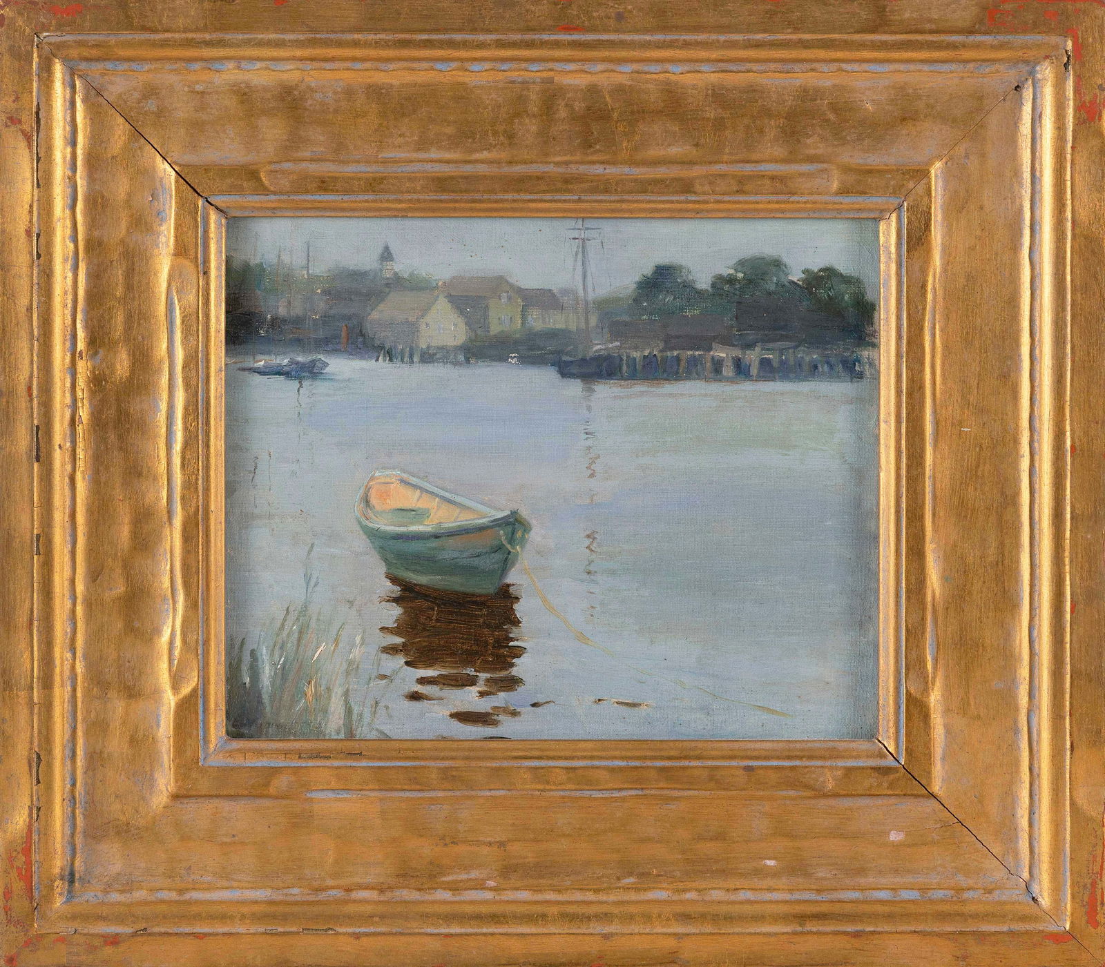 ATTRIBUTED TO HENRY BAYLEY SNELL (Pennsylvania/New York/England, 1858-1943), Dory at anchor., Oil on (1 of 2)