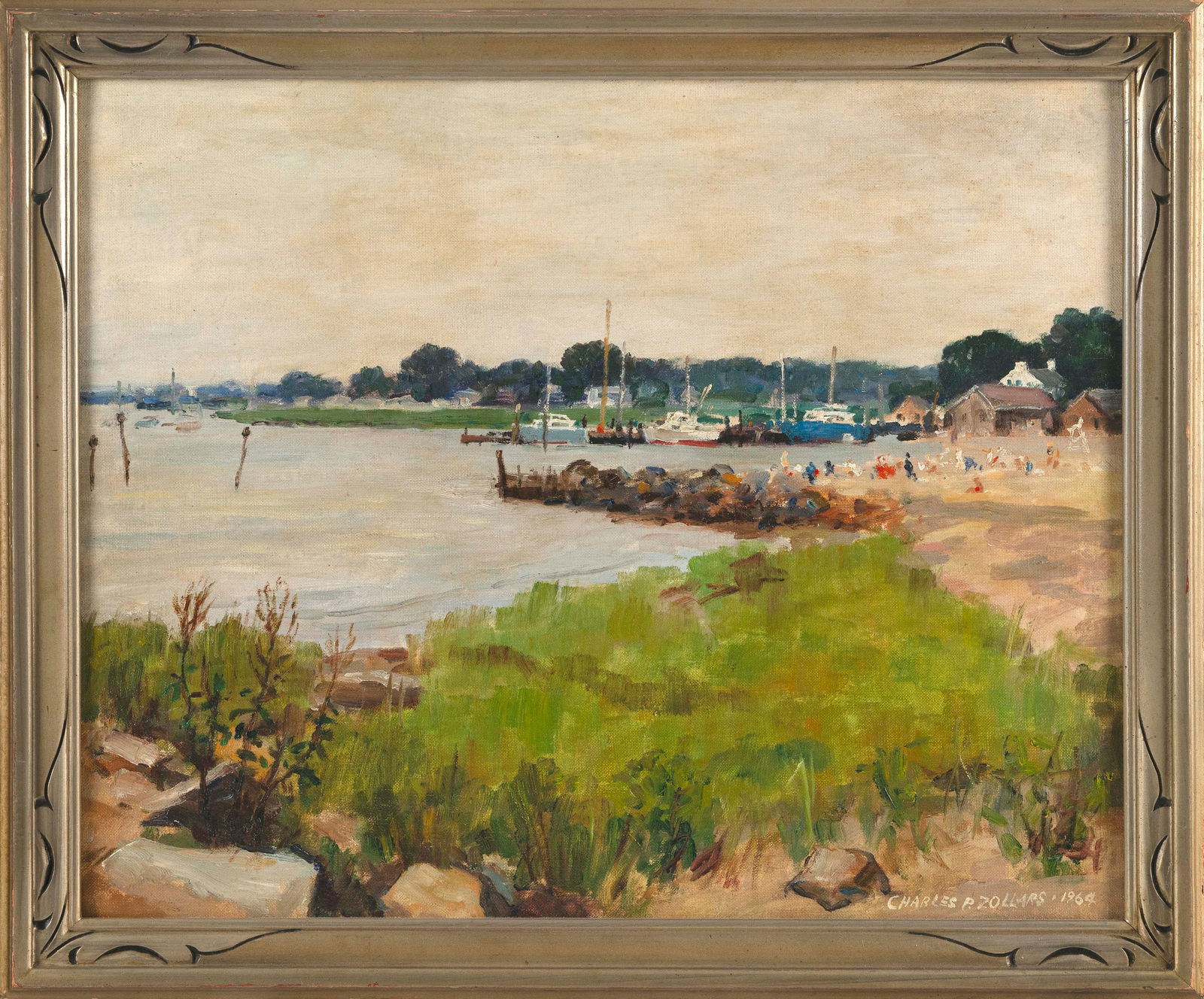 CHARLES ZOLLARS (America, 1896-1986), "Madison Conn. July 1963"., Oil on canvas board, 16" x 20". (1 of 2)