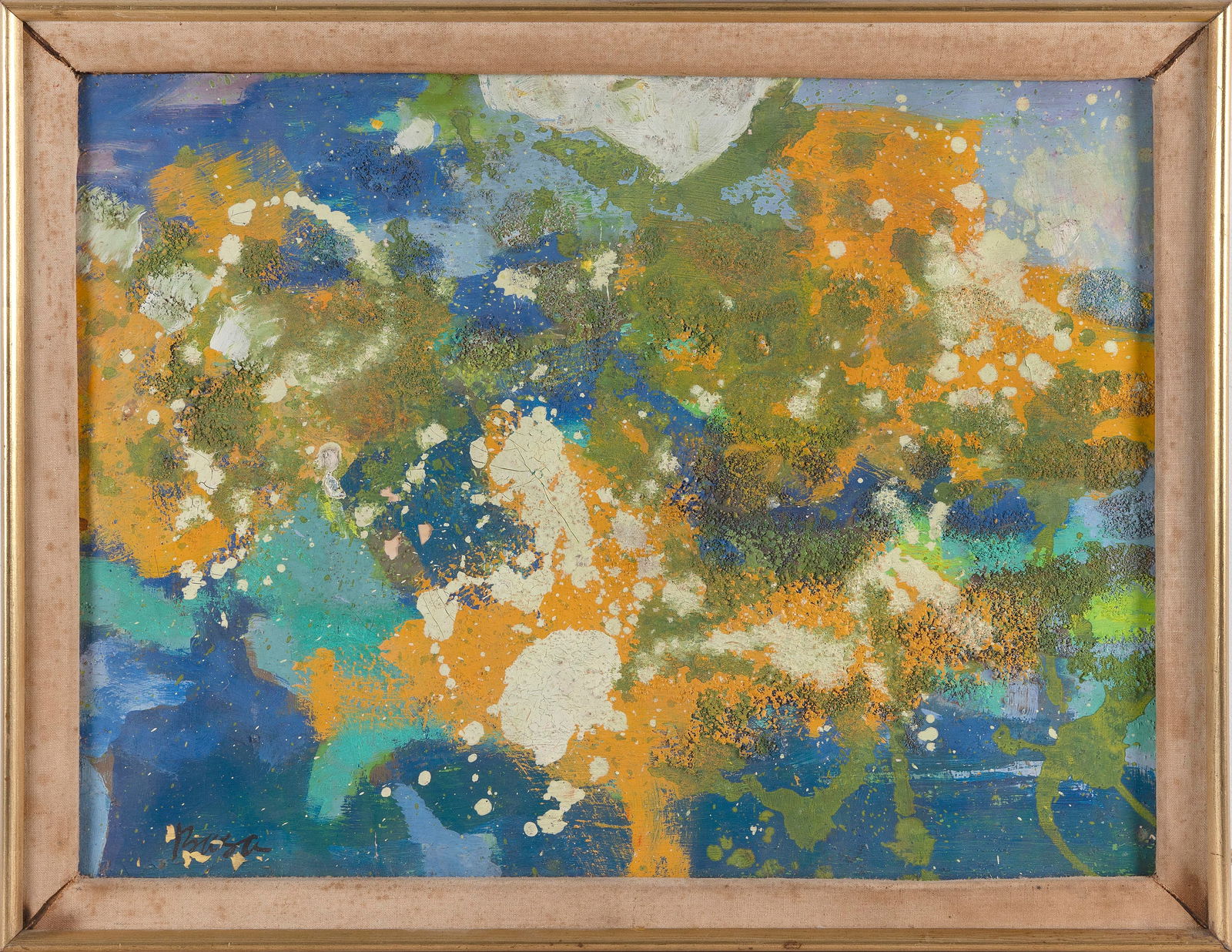 PETER BUSA (Pennsylvania, 1914-1985), Untitled abstract., Mixed media on paper laid on board, 18" x: PETER BUSAPennsylvania, 1914-1985Untitled abstract. Signed lower right "Busa".Mixed media on paper laid on board, 18" x 24". Framed 21" x 27".