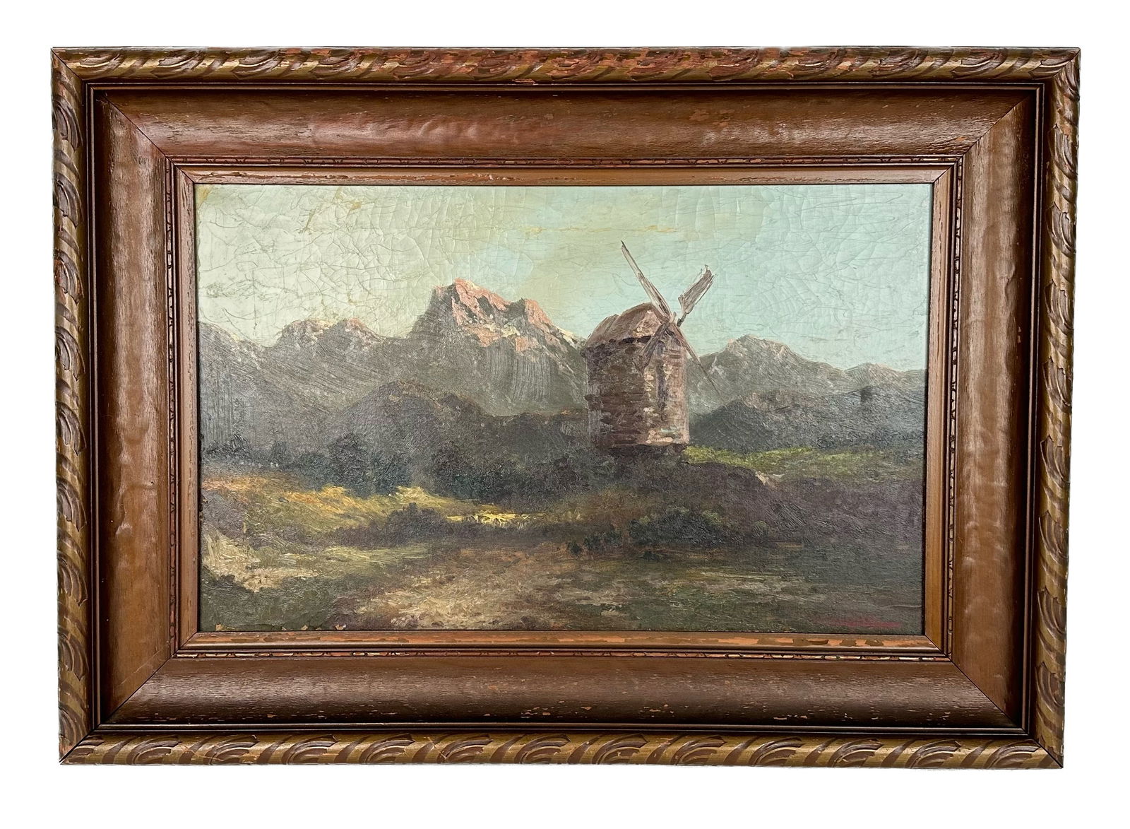 JOHN CALIFANO (Illinois/California/Italy, 1862/64-1946), Windmill in a mountainous landscape., Oil (1 of 1)
