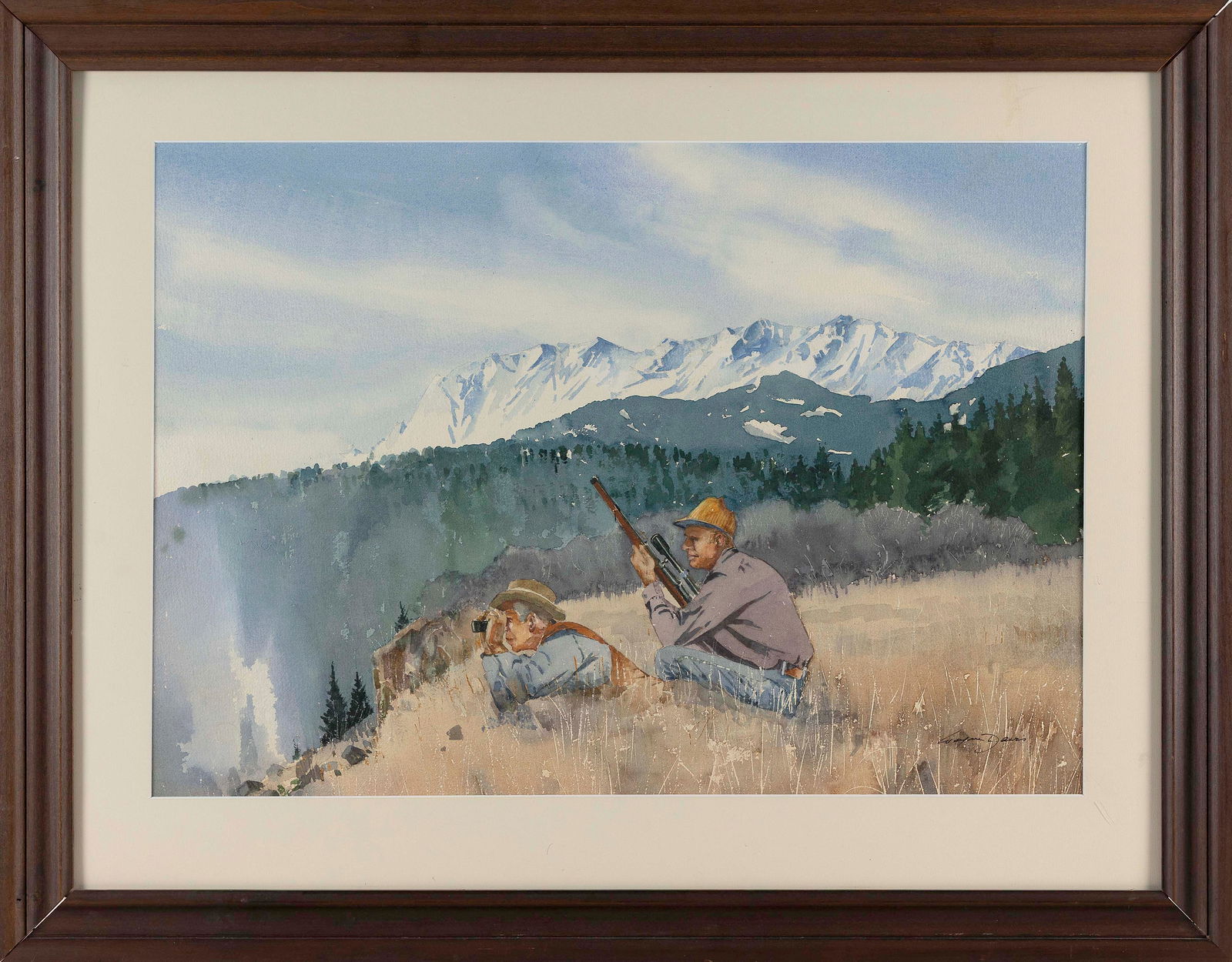 WAYNE LAMBERT DAVIS (Connecticut/Illinois, 1904-1988), Hunters., Watercolor on paper, 22" x 30". (1 of 2)
