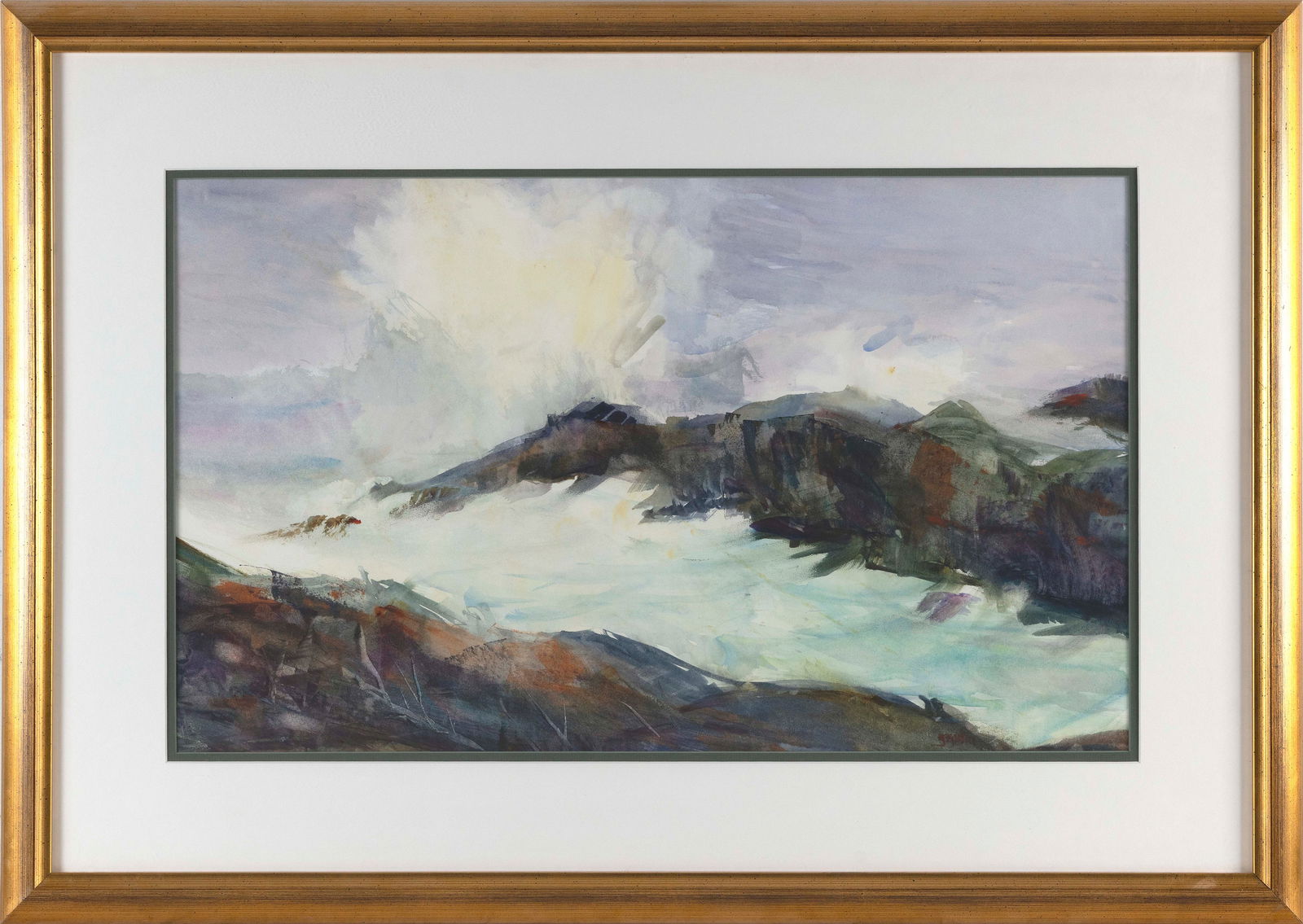 AMERICAN SCHOOL (20th Century,), Waves along a coast., Watercolor on paper, 16.5" x 27" sight. (1 of 2)