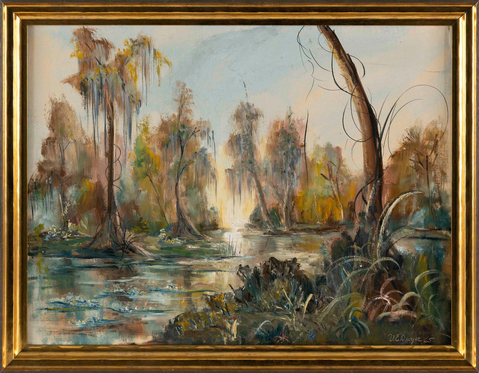 WILLIAM E. DWYER (Louisiana, 1904-), Bayou landscape., Oil on canvas board, 18" x 24". Framed 20.5" (1 of 2)