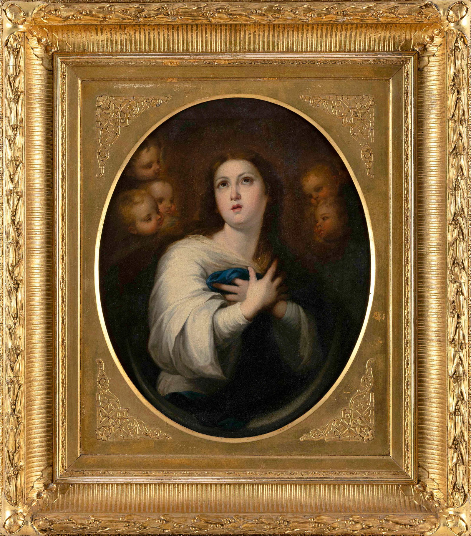 AFTER BARTOLOMÉ ESTEBAN MURILLO (19th Century,), Immaculate Conception., Oil on canvas, 20" x (1 of 2)