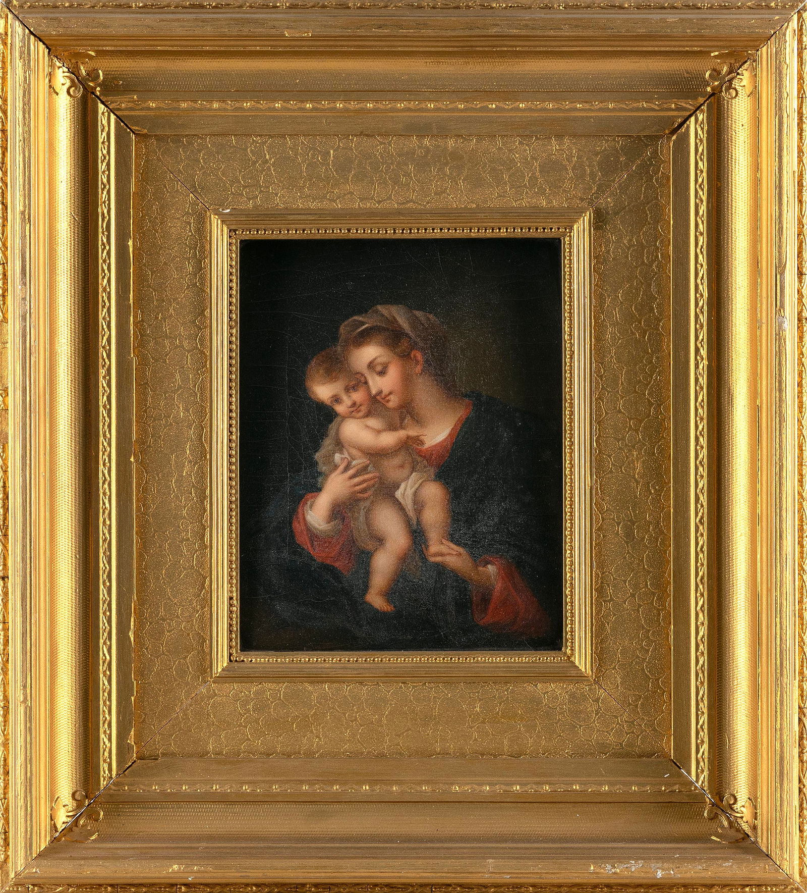STYLE OF RAPHAEL (19th Century,), Madonna and Child., Oil on canvas, 10" x 7.5". Framed 19.5" x (1 of 2)