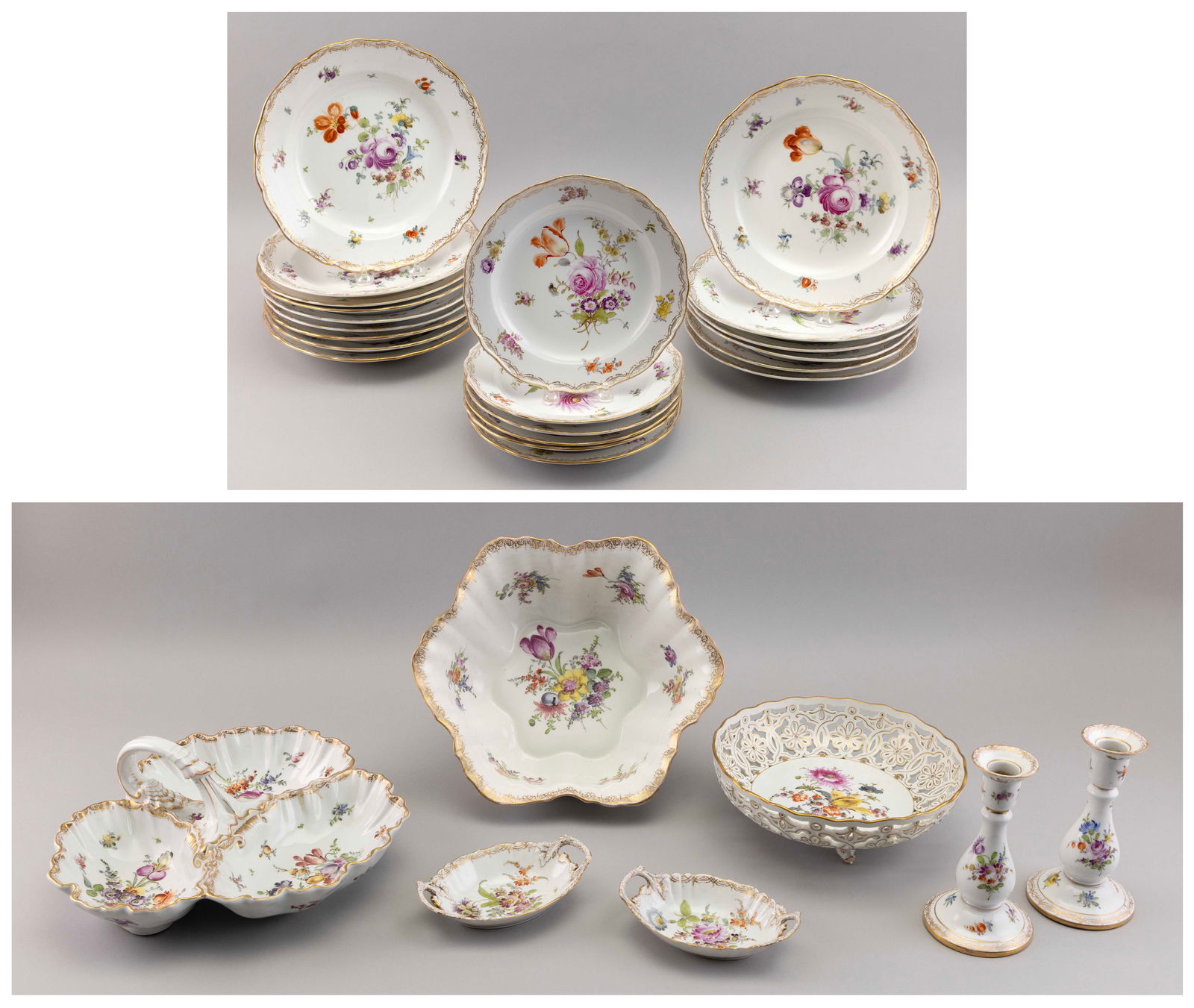 TWENTY-EIGHT PIECES OF GERMAN PORCELAIN, INCLUDING DRESDEN AND MEISSEN Early 20th Century (1 of 3)