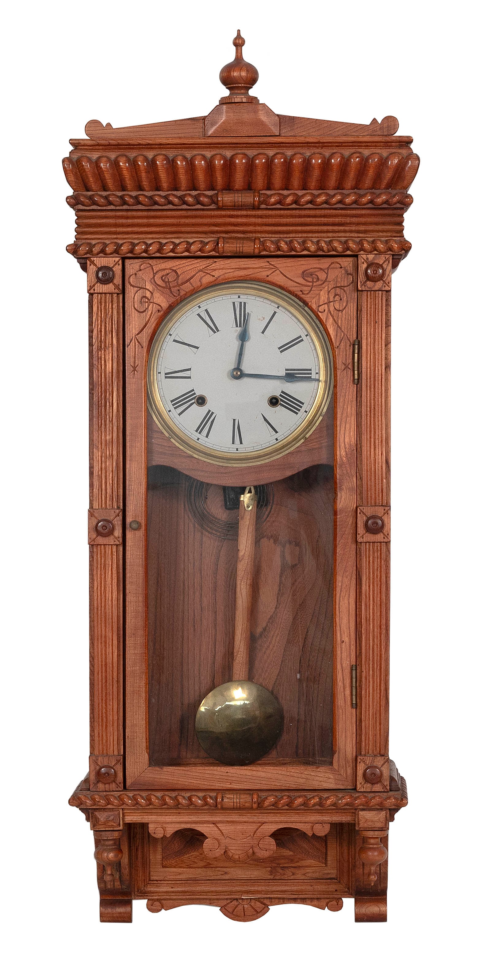 EASTLAKE WALL CLOCK Late 19th Century Height 38". Width 15". Depth 6". (1 of 1)
